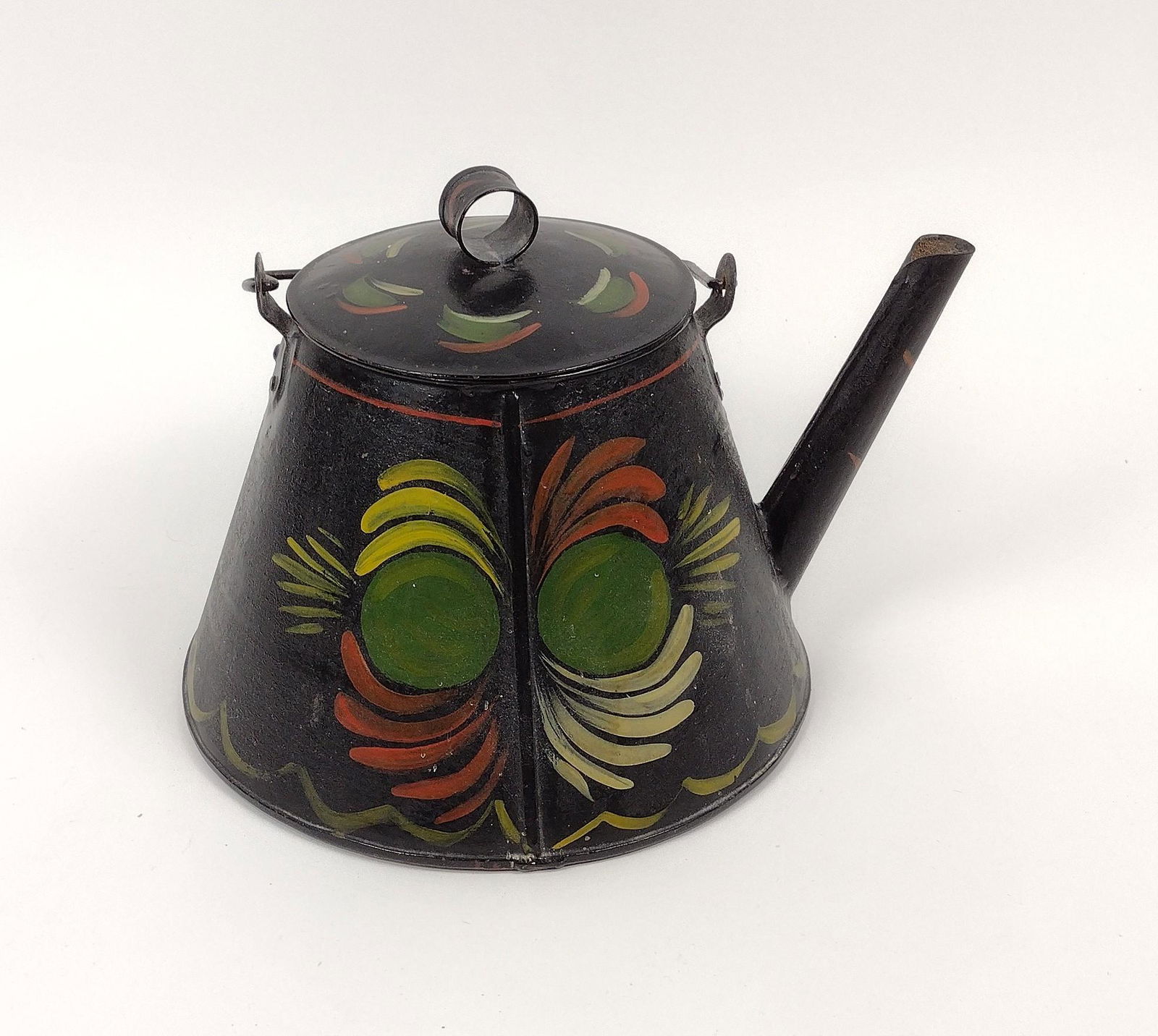 Antique Tole Painted Kettle (1 of 4)
