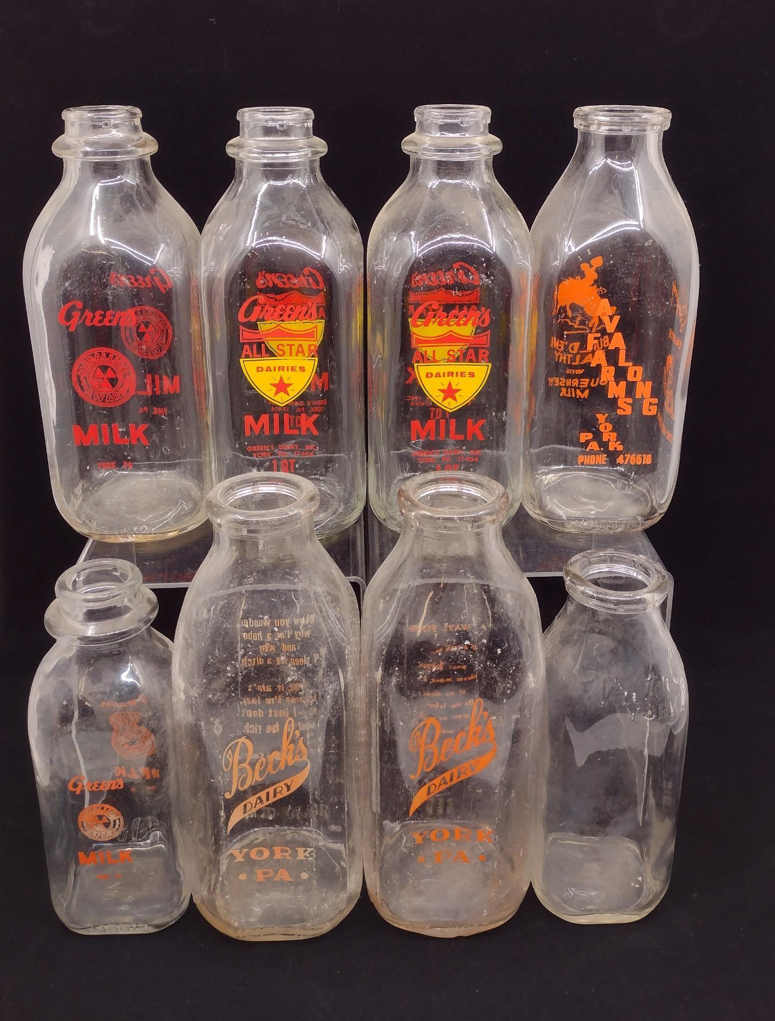8 York, PA Milk Bottles incl Walter C. Howe (1 of 9)
