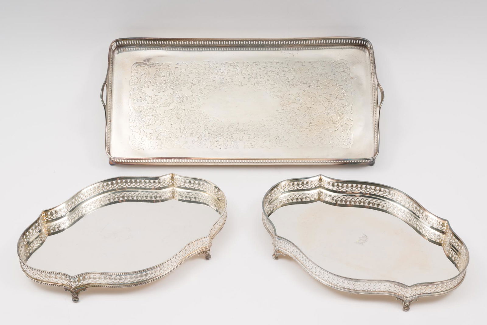3 Antique Silver Plate Gallery Trays (1 of 13)