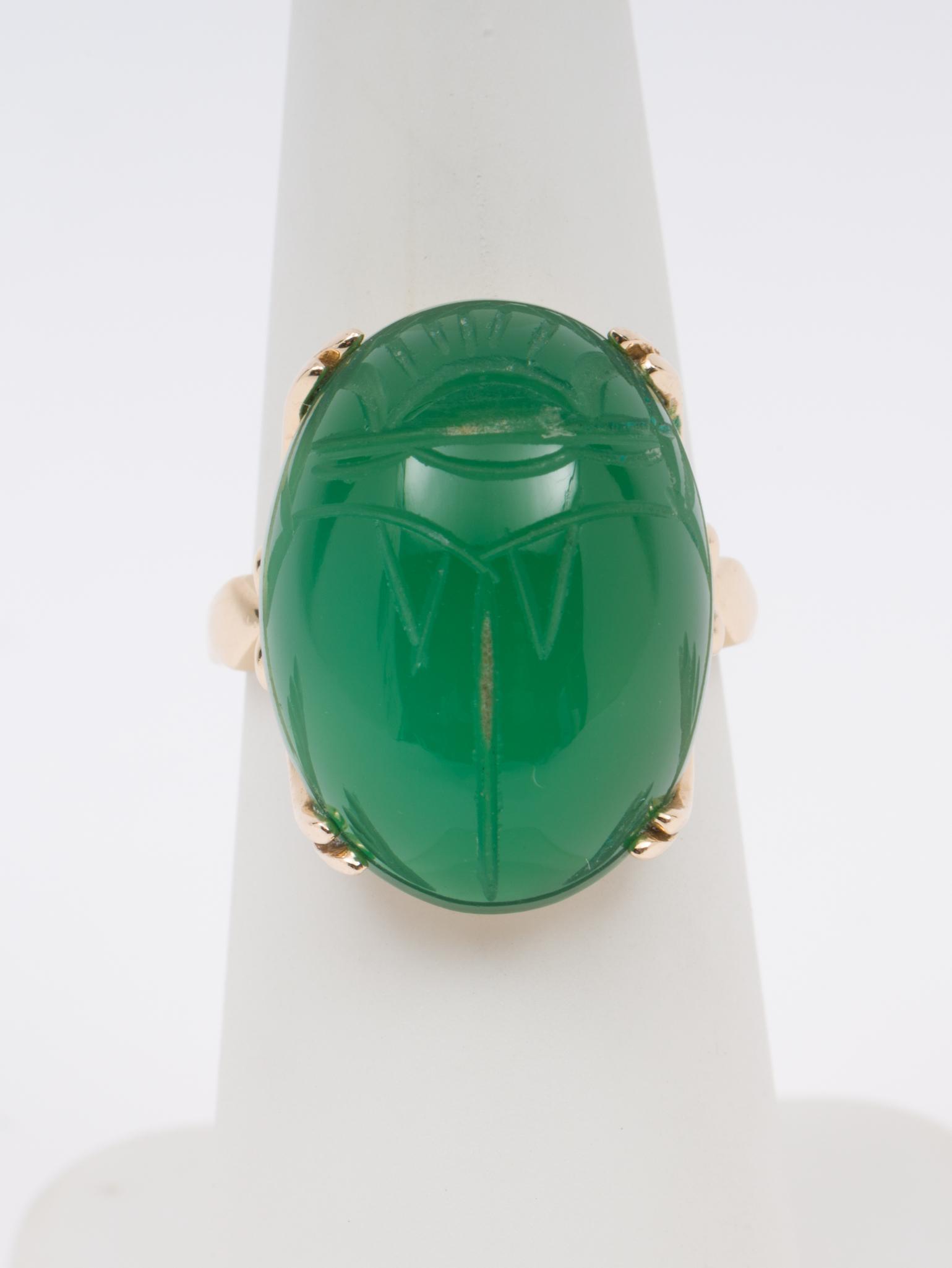 14K Gold & Chalcedony Scarab Ring (1 of 4)
