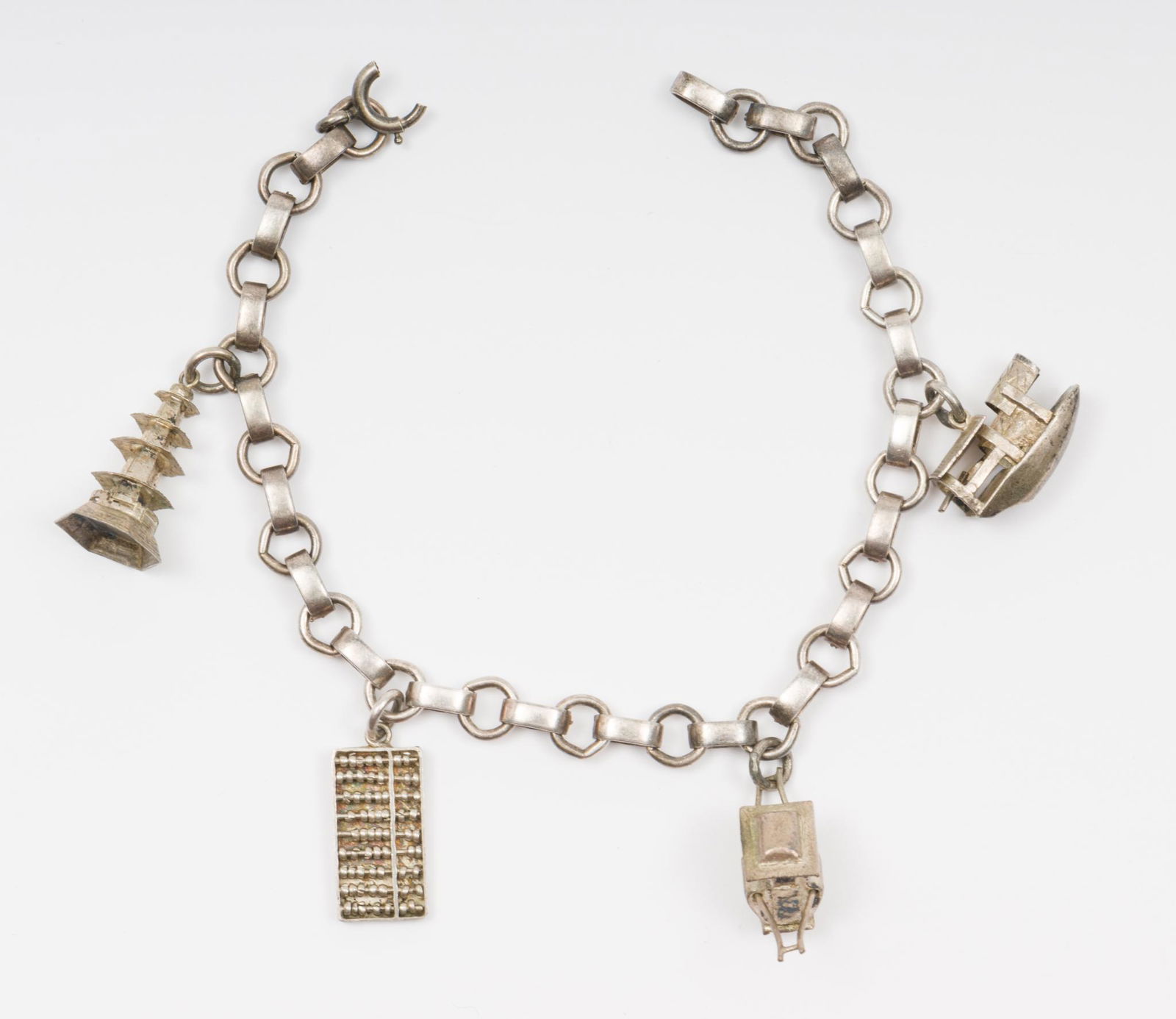 Silver Chinese Export Charm Bracelet (1 of 6)