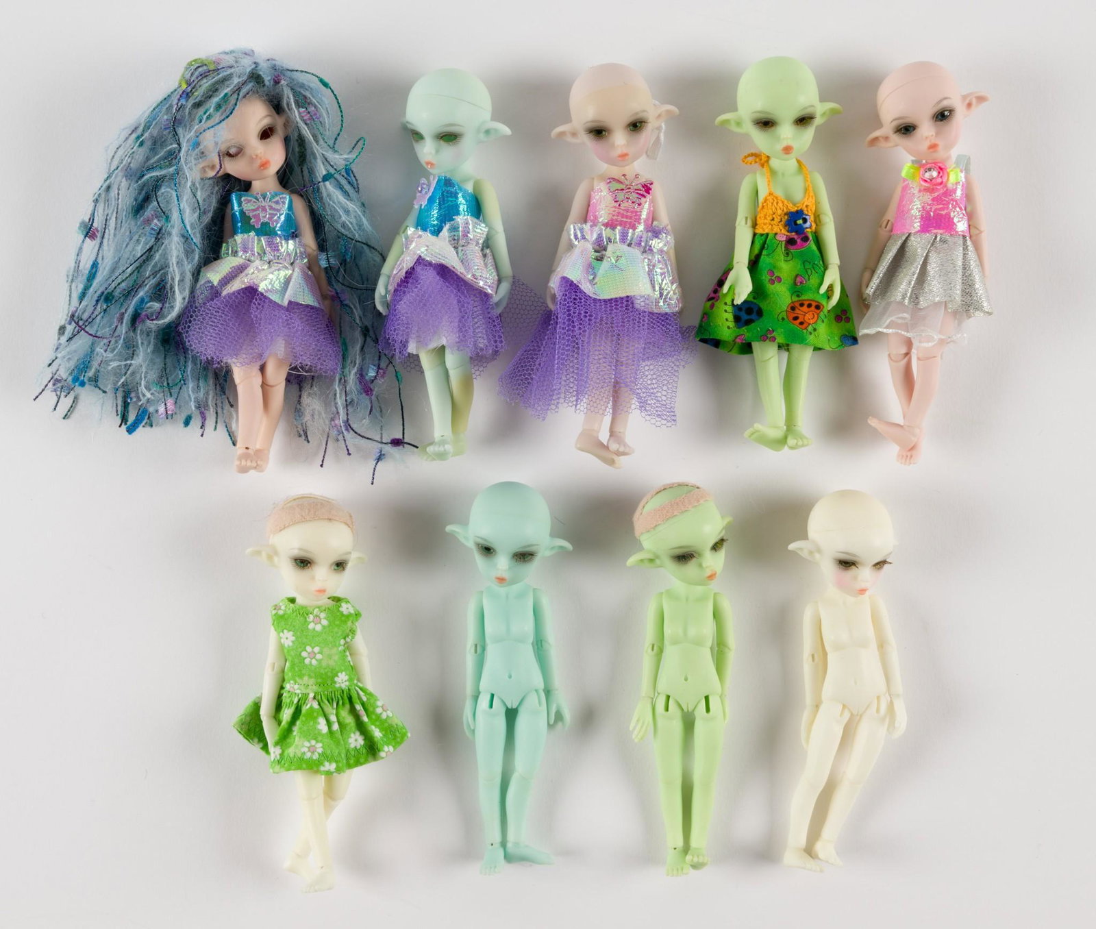 9 5" Garden Of Dolls By Ashley Koh: Includes Nabiyette, Tiny Fairy, and others. All face-up. Some with eyes. Some with clothes. AJ. IMPORTANT: Before bidding, please read the terms and conditions. When you registered for the auction you