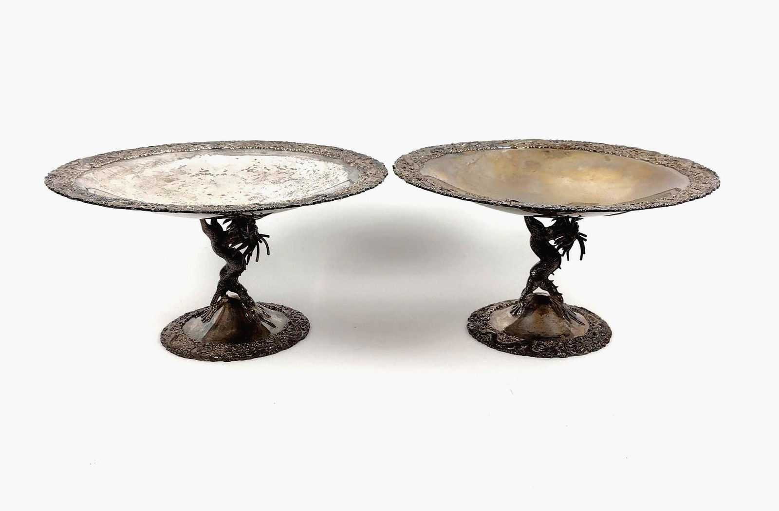 2 Chinese Silverplate Compotes with Dragons (1 of 4)