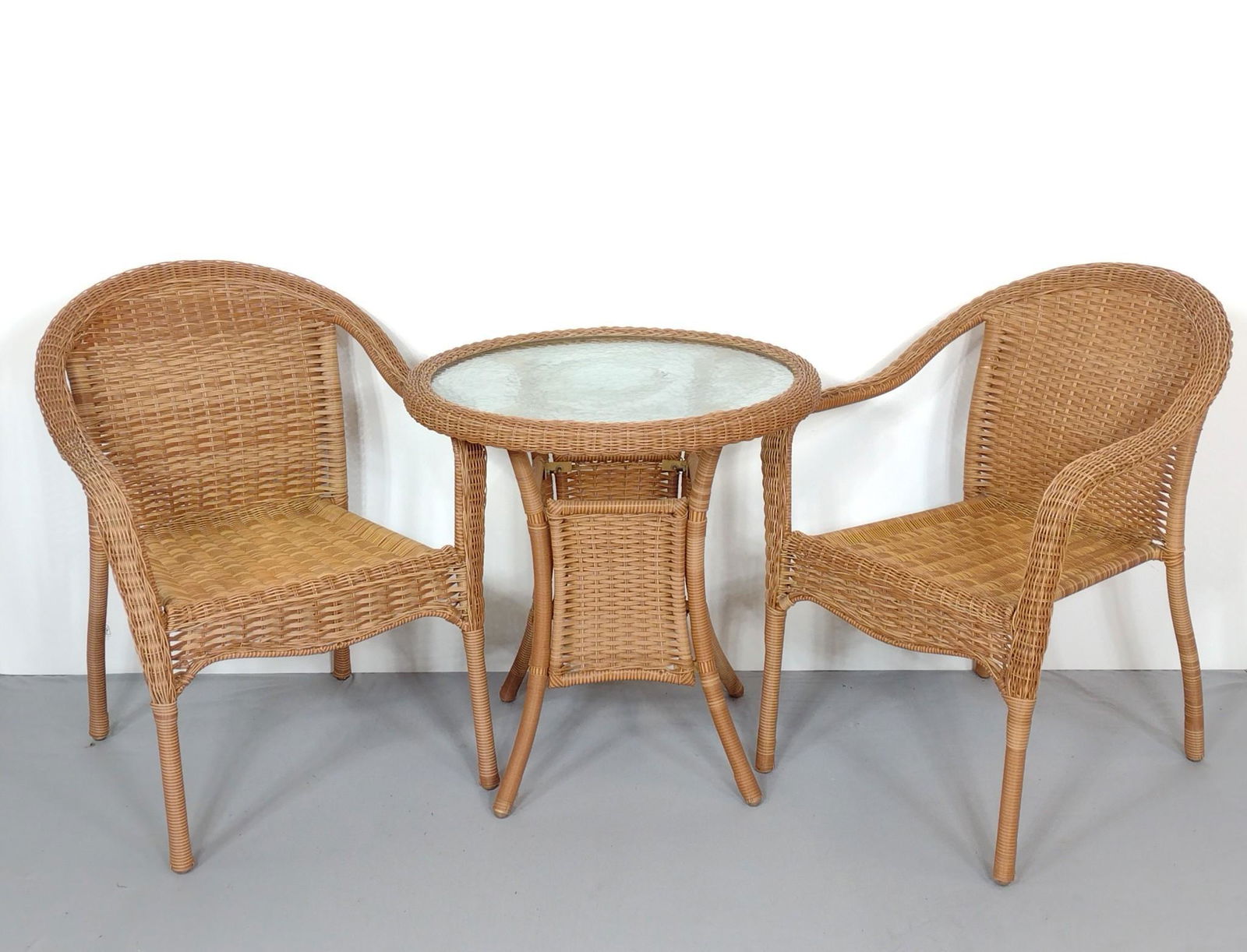 3 Pc Outdoor Glass Top Table & Chair Set (1 of 6)