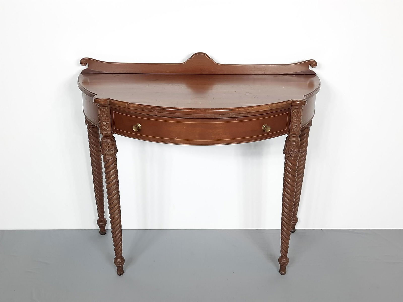 Antique Inlaid Hall Table with Barley Twist Legs (1 of 4)