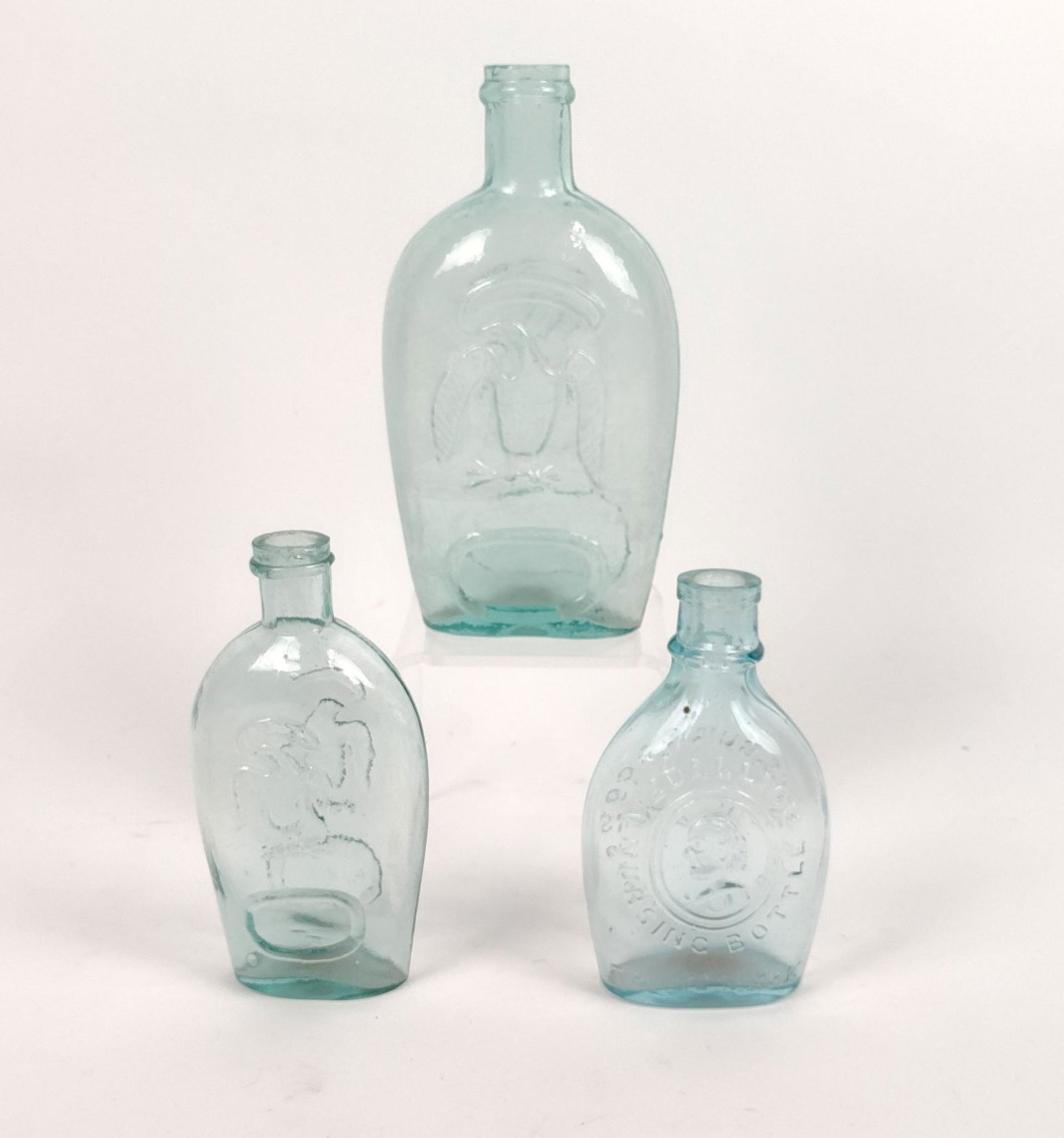 3 Antique Flasks incl Eagle and Nursing Medallion (1 of 7)