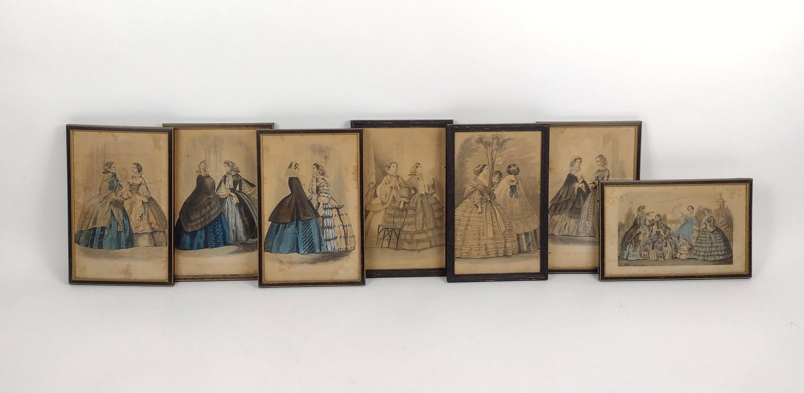 7 Fashion Prints incl Home Magazine: Also includes Les Modes Parisienne. 6-3/4" to 10" wide X 6-1/2" to 10" high. MEG Provenance: From the estate of Mary Trost who last resided in the multi generational family home located in Clarks Vall