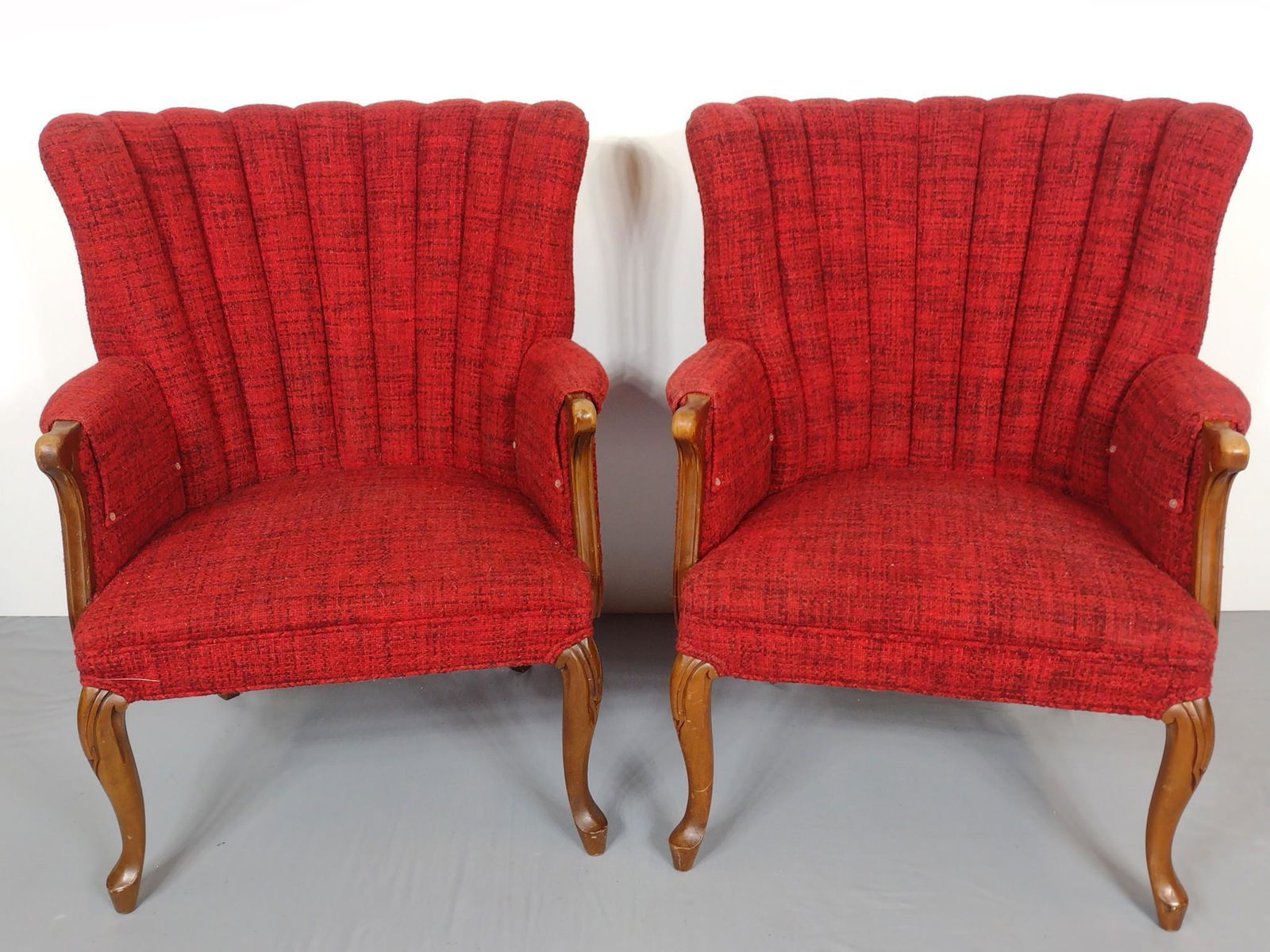 Pair Of Red Upholstered Chairs (1 of 4)