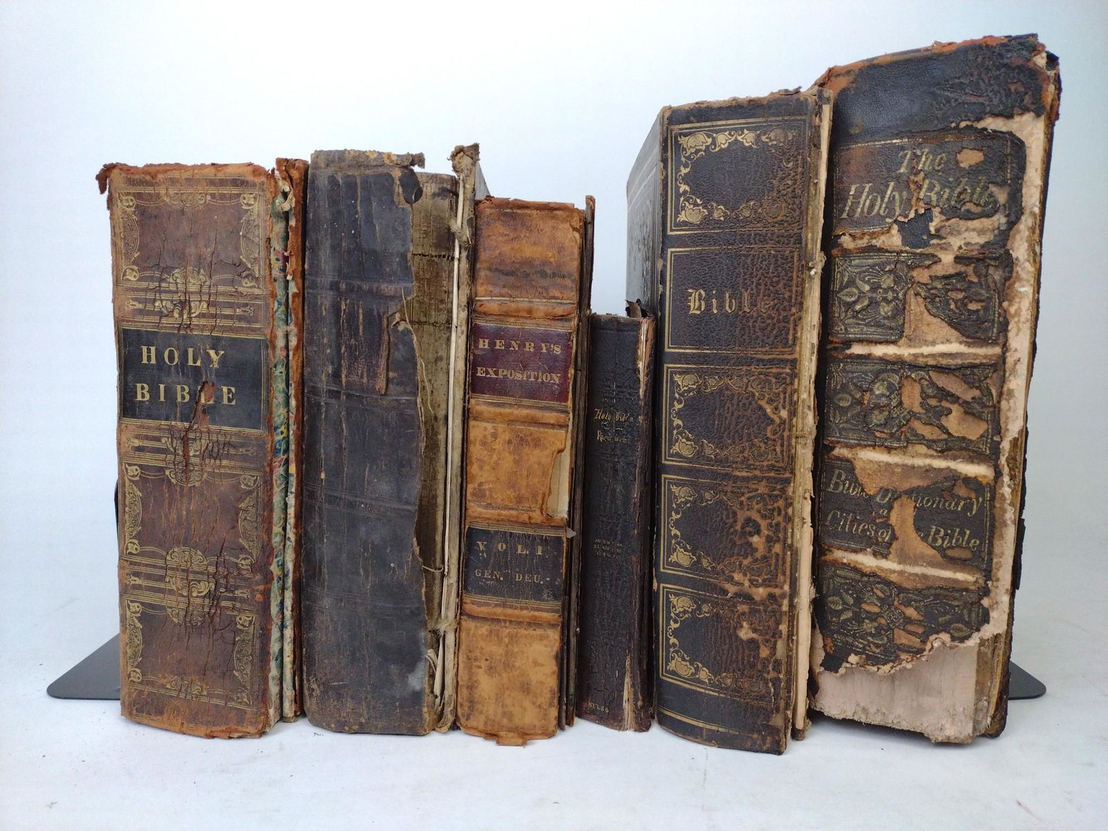 6 1820s-1901 Antique Leather Bibles - Includes Illustrated (1 of 20)