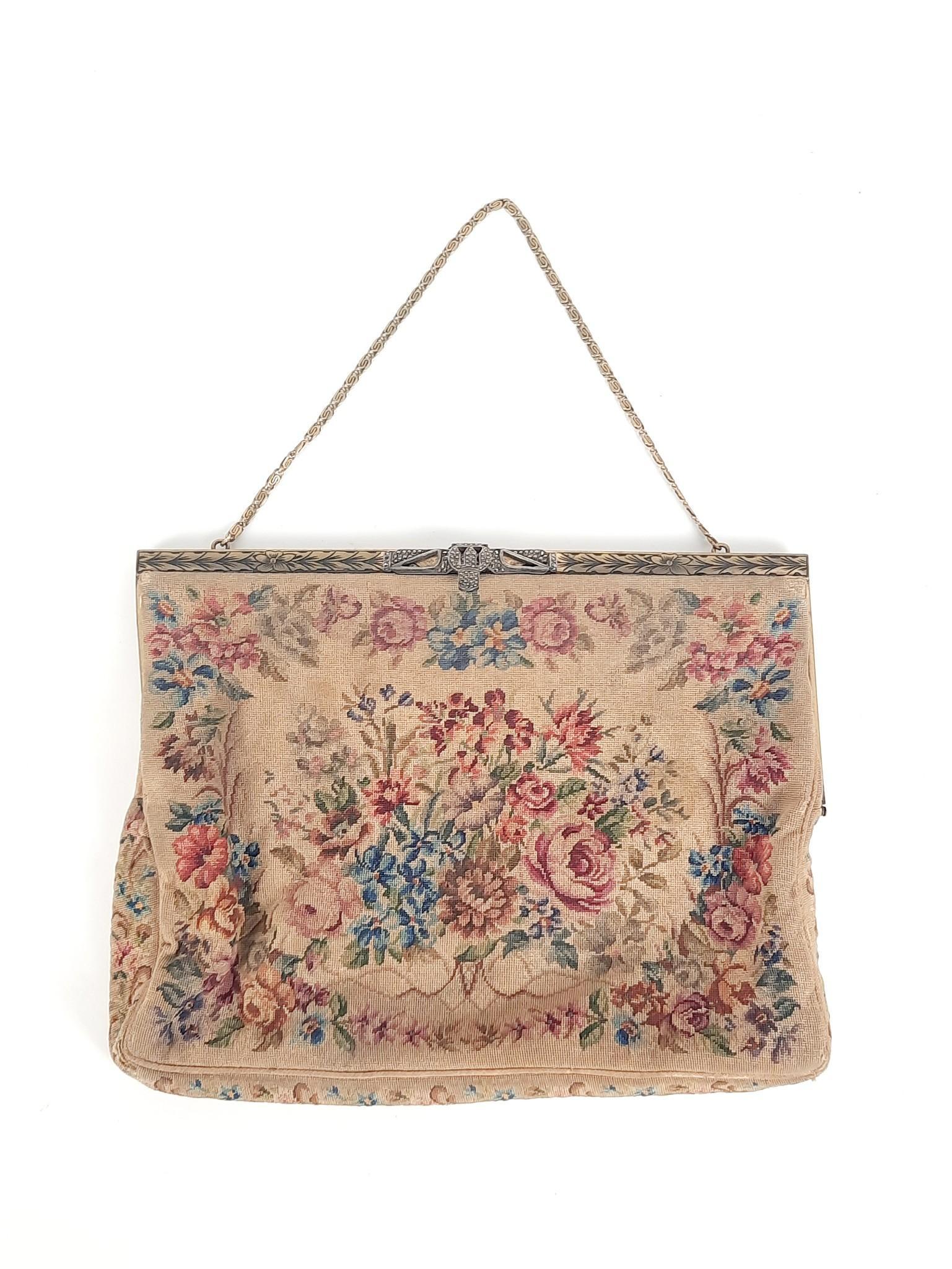 Petit Point Purse with Marcasite and Sterling (1 of 5)