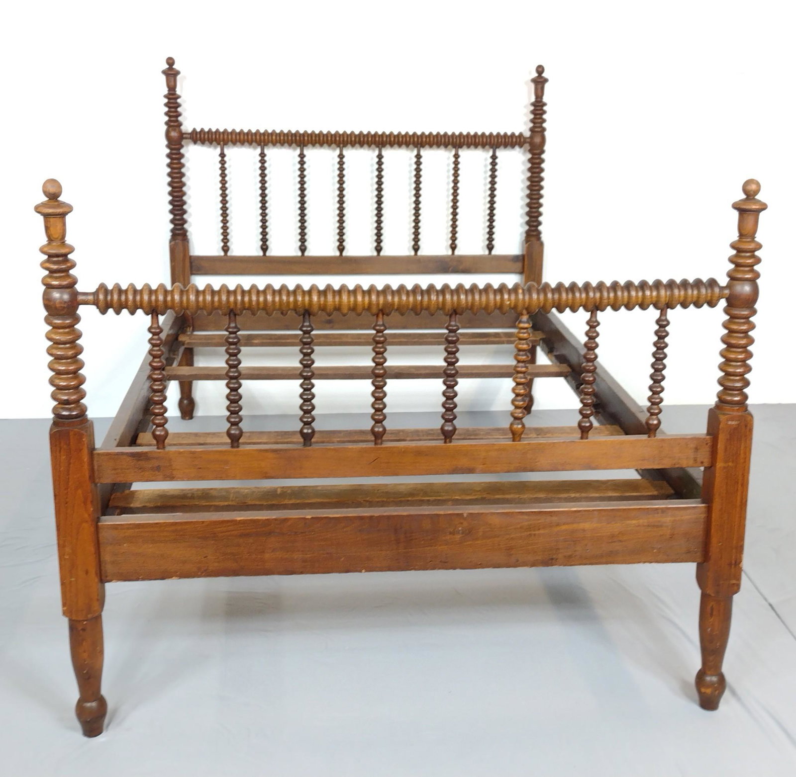 Antique Bed: 51" wide X 78" deep X 49" high. Has some scratches. MG. IMPORTANT: Before bidding, please read the terms and conditions. When you registered for the auction you agreed to these terms and will be requi