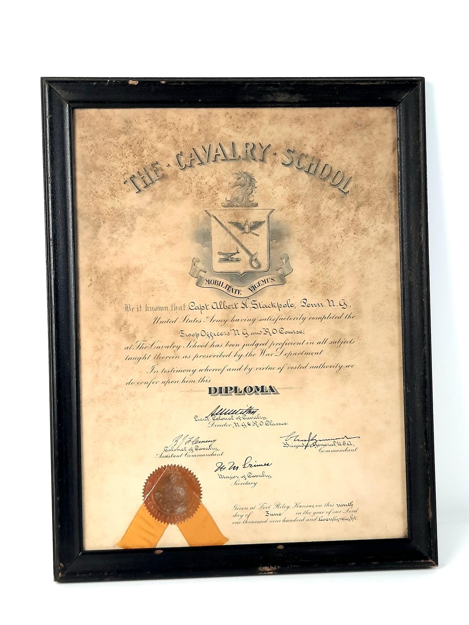 1928 Albert H Stackpole The Calvary School Diploma (1 of 3)