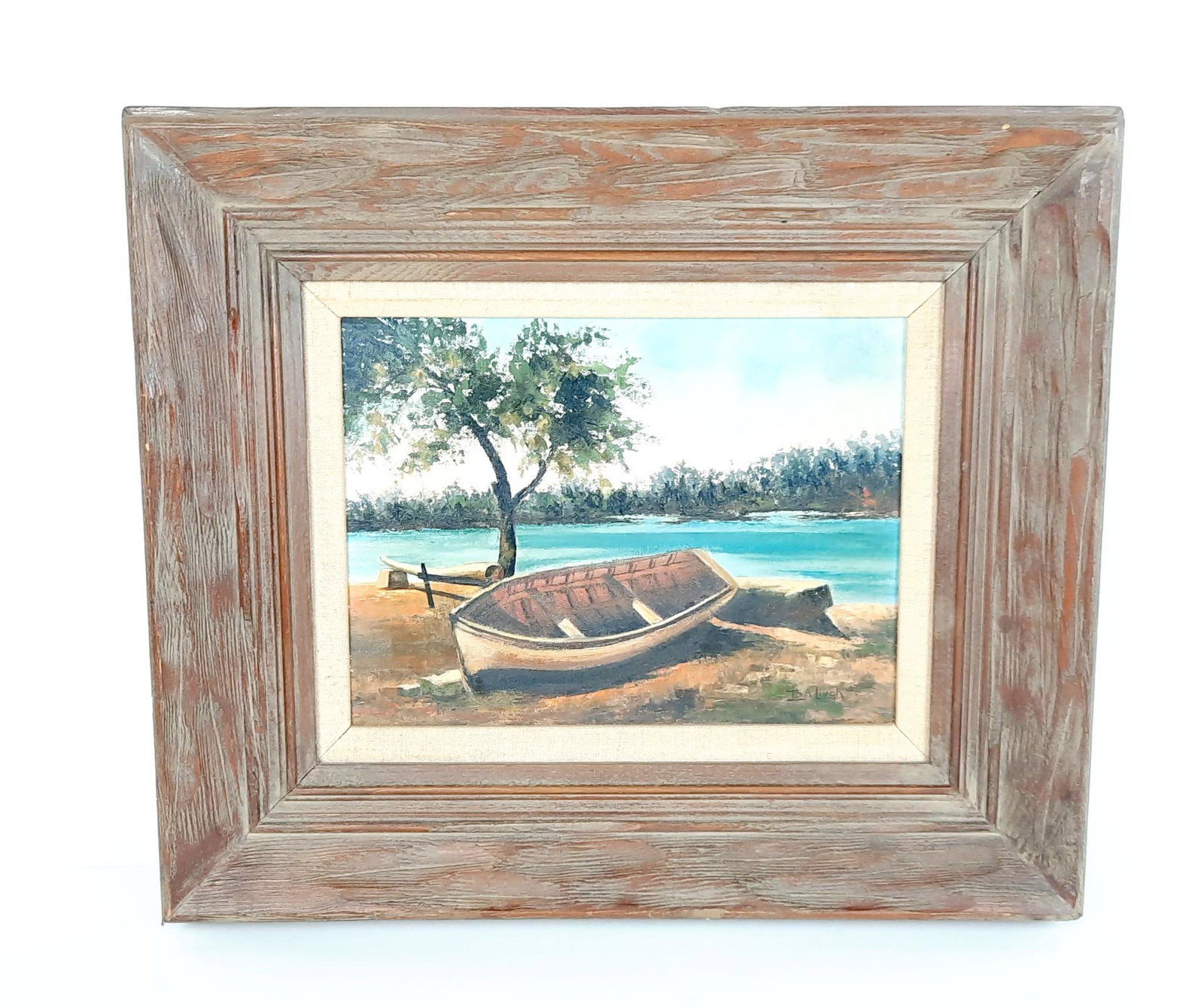 Ida Lingk Boat Painting: Overall with frame 17-1/4" high x 20-1/4" wide. Ida Lora Lingk (1936-2001) German artist known for painting. LR IMPORTANT: Before bidding, please read the terms and conditions. When you registered for