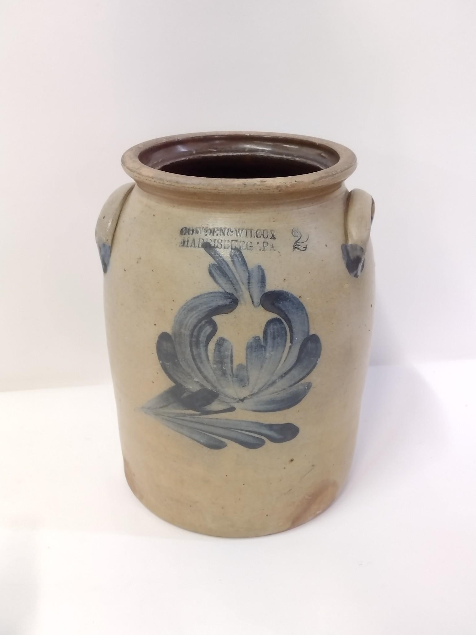 Cowden and Wilcox Cobalt Decorated Crock (1 of 3)