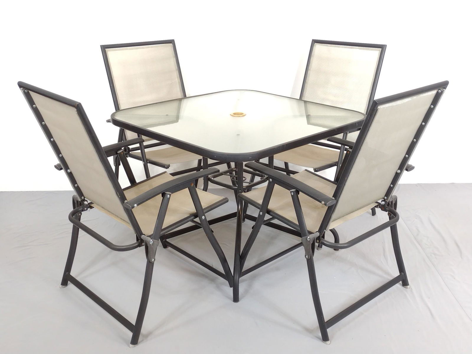 Glass Top Outdoor Table & Four Folding Chairs (1 of 10)