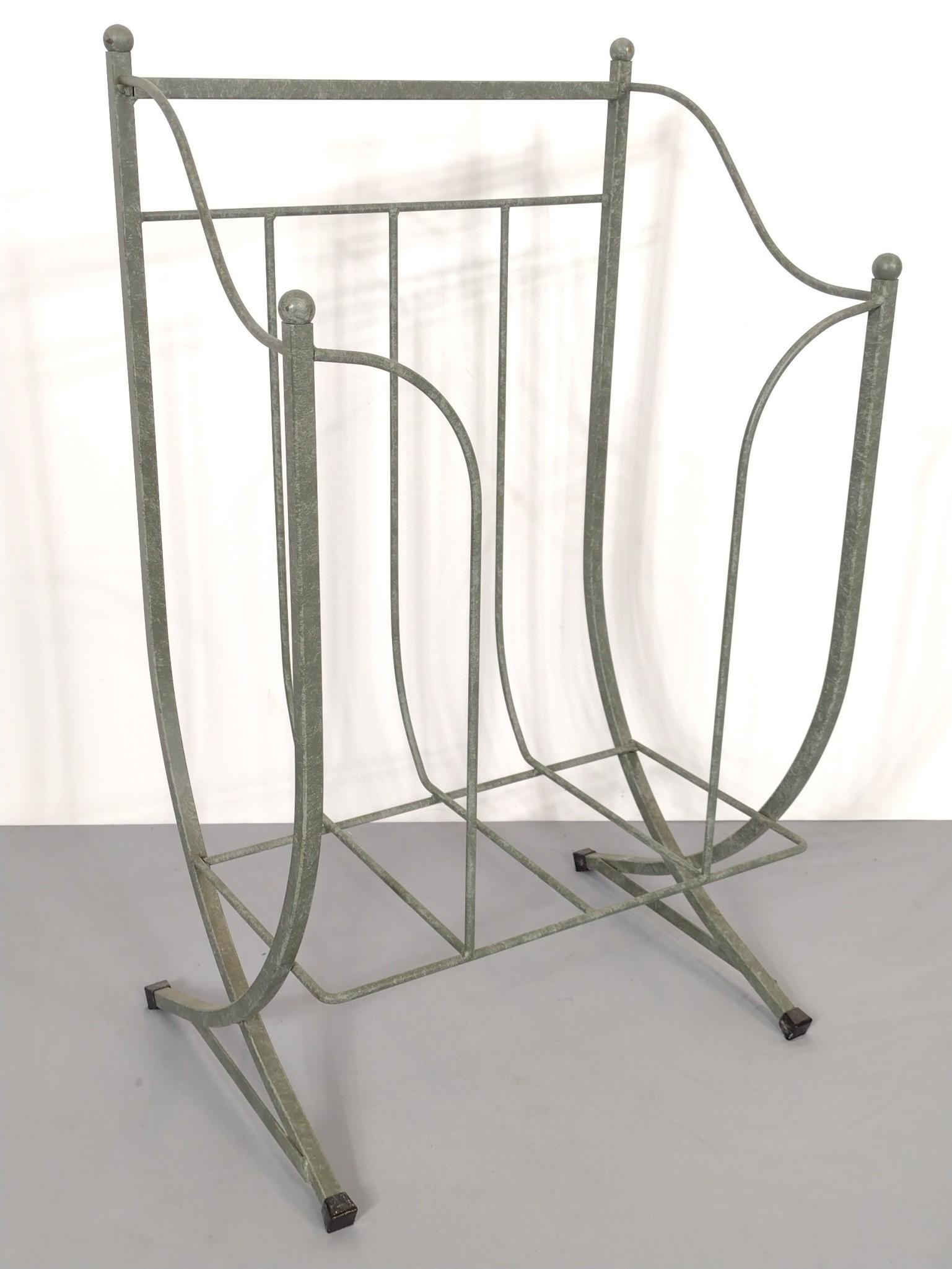 Metal Towel Holder: 17" wide X 11-1/2" deep X 28" high. No manufactures name found. MG. From the estate of Lois Lehrman Grass Harrisburg, PA. IMPORTANT: Before bidding, please read the terms and conditions. When you regi