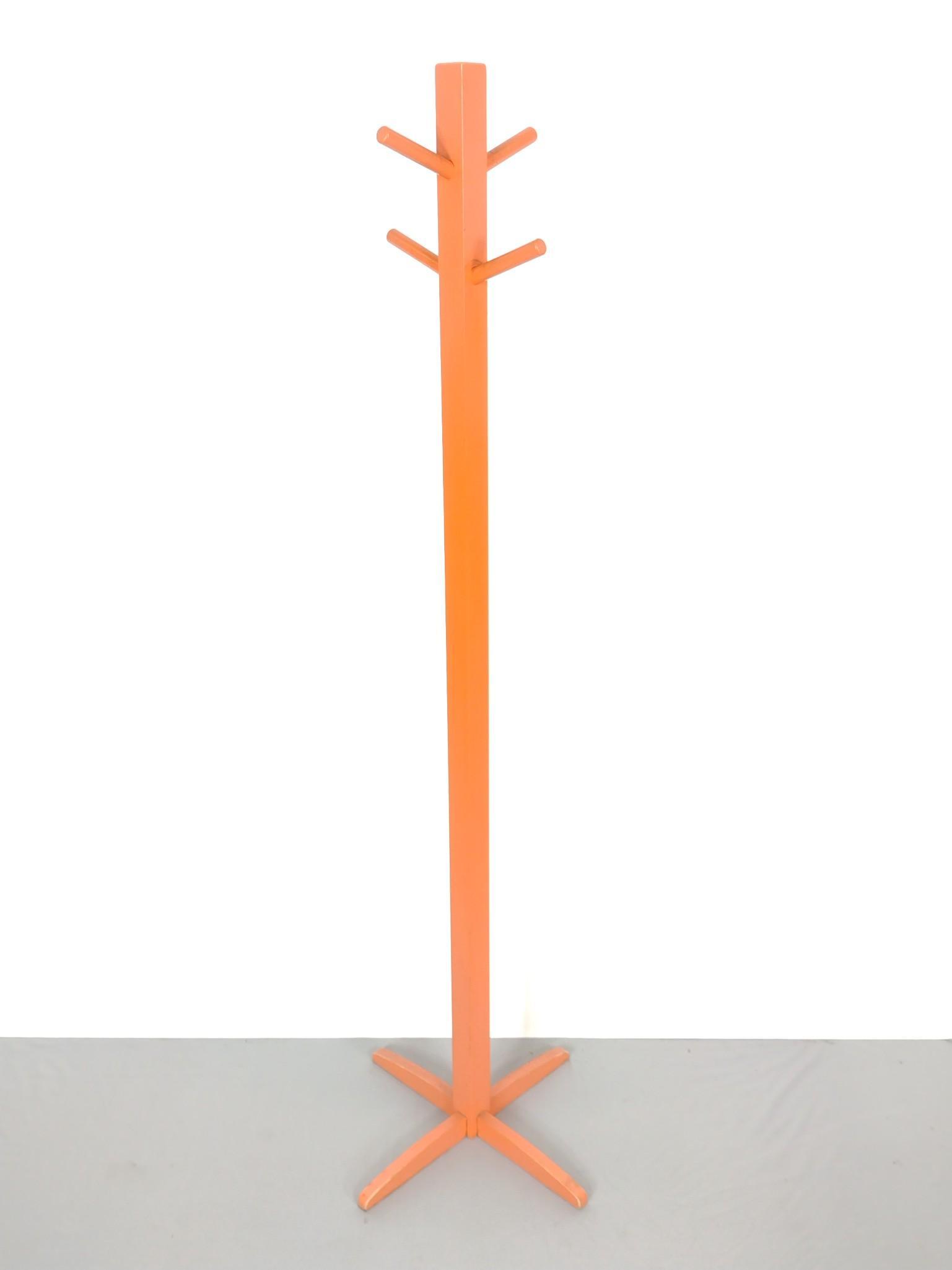 Painted Coat Tree: 18" wide X 18" deep X 60" high. Has some scratches and areas of discoloring. MG. From the estate of Lois Lehrman Grass Harrisburg, PA. IMPORTANT: Before bidding, please read the terms and conditions. 