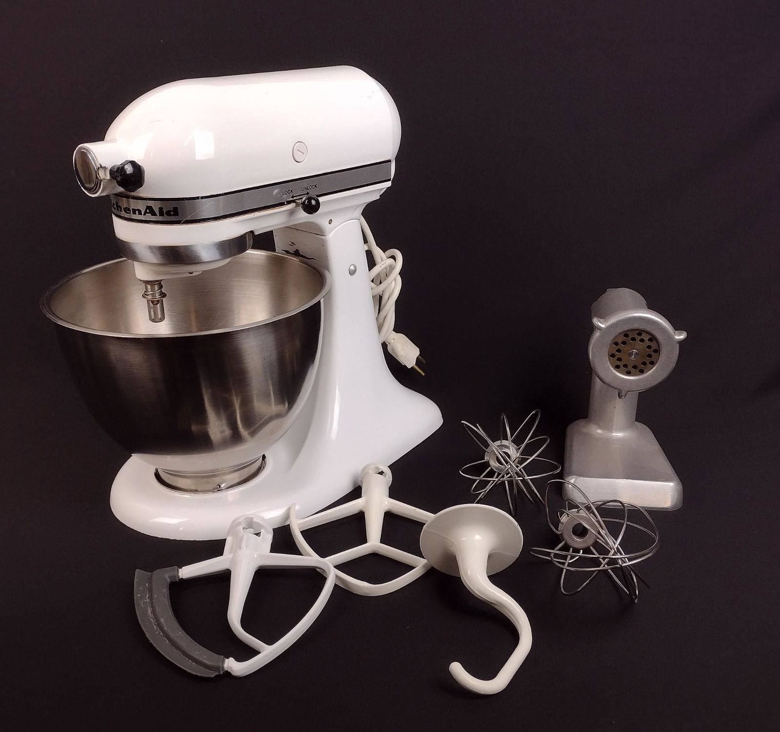 Kitchen-Aid Stand Mixer with Meat Grinder Attachment (1 of 5)