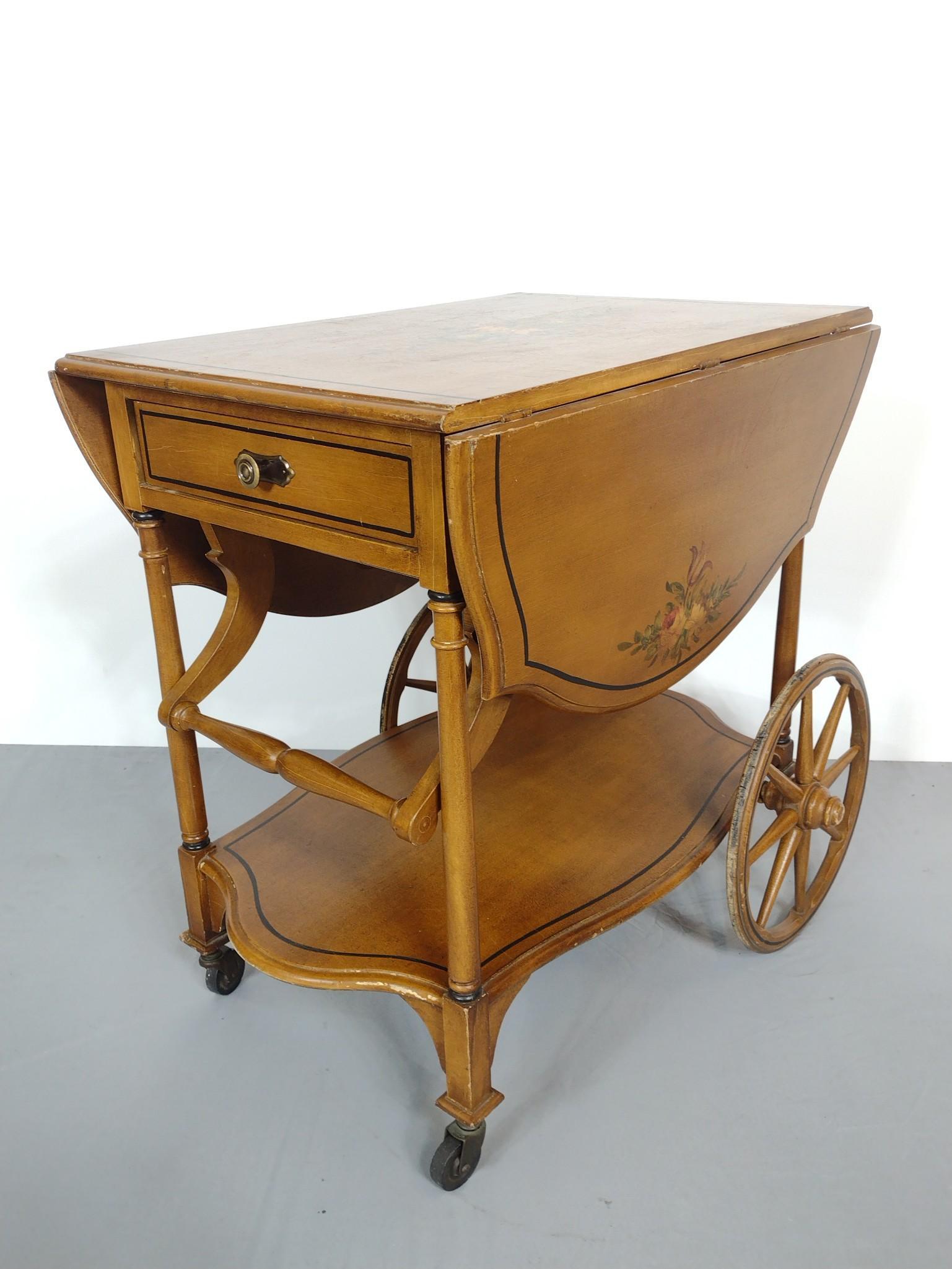 Stenciled Drop Side Tea Cart (1 of 8)