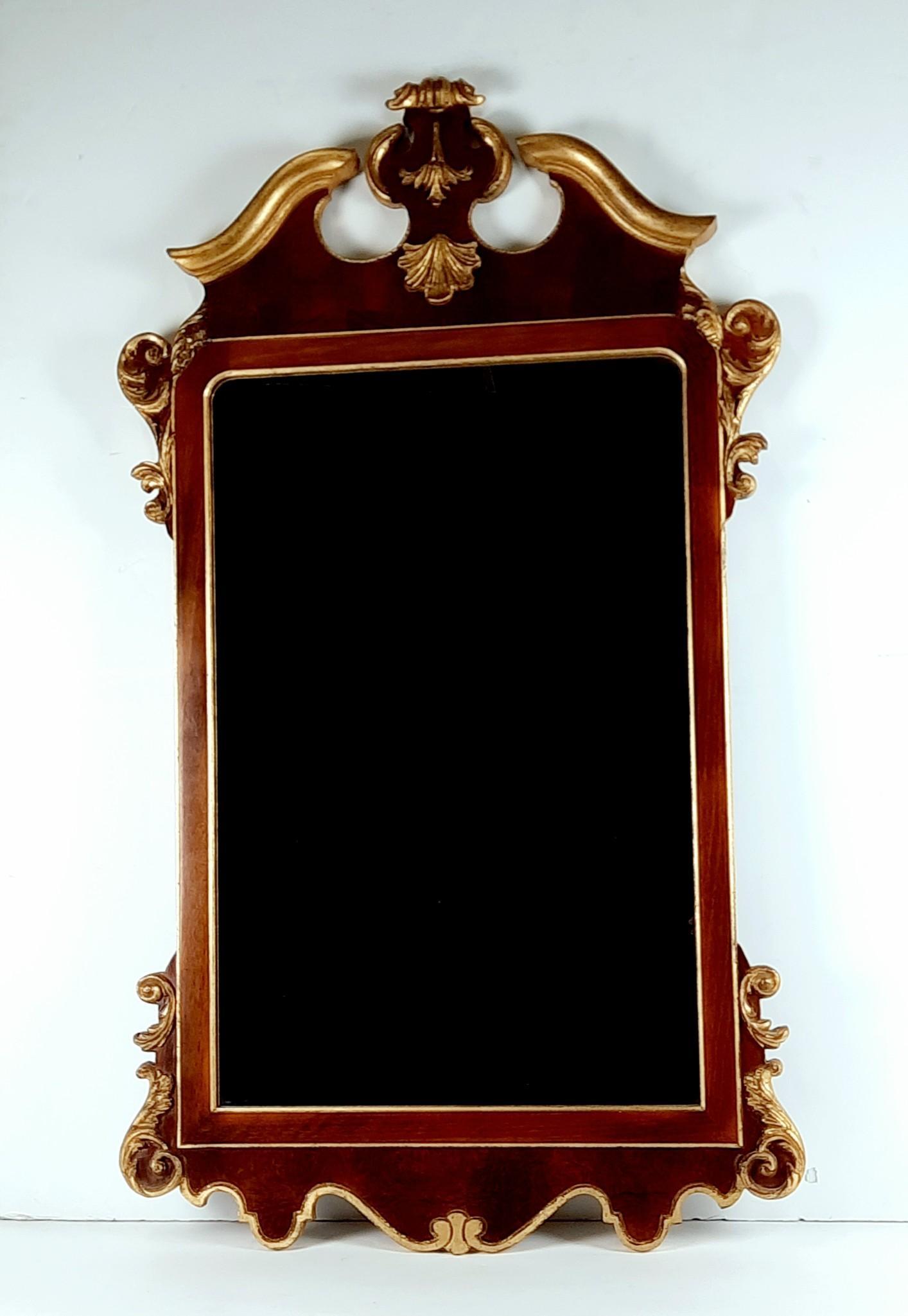 Italian Chippendale Style Mirror: Overall with frame 49" high x 28-1/4" wide. MG IMPORTANT: Before bidding, please read the terms and conditions. When you registered for the auction you agreed to these terms and will be required to co