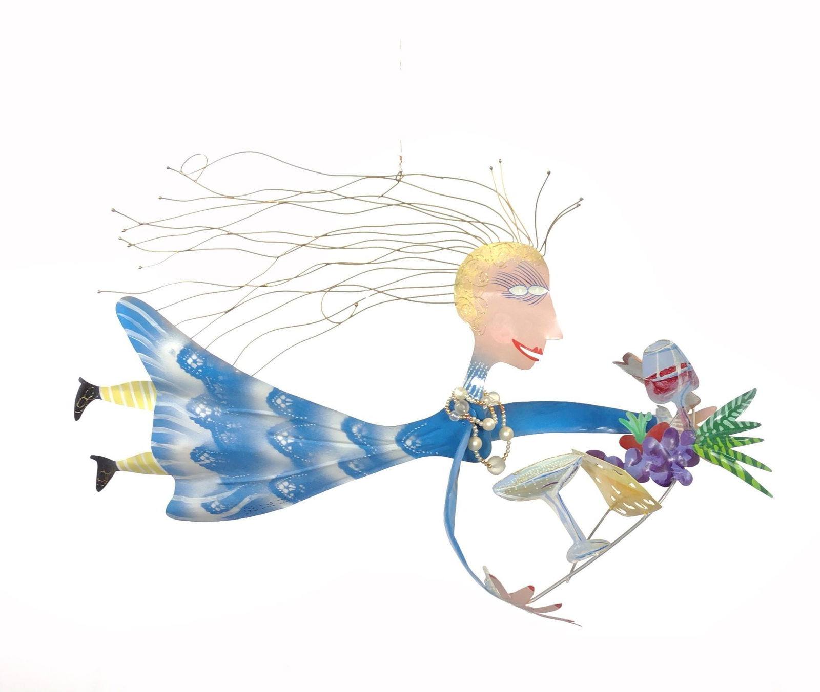 Signed Painted Tin Sculpture Of Flying Lady (1 of 7)