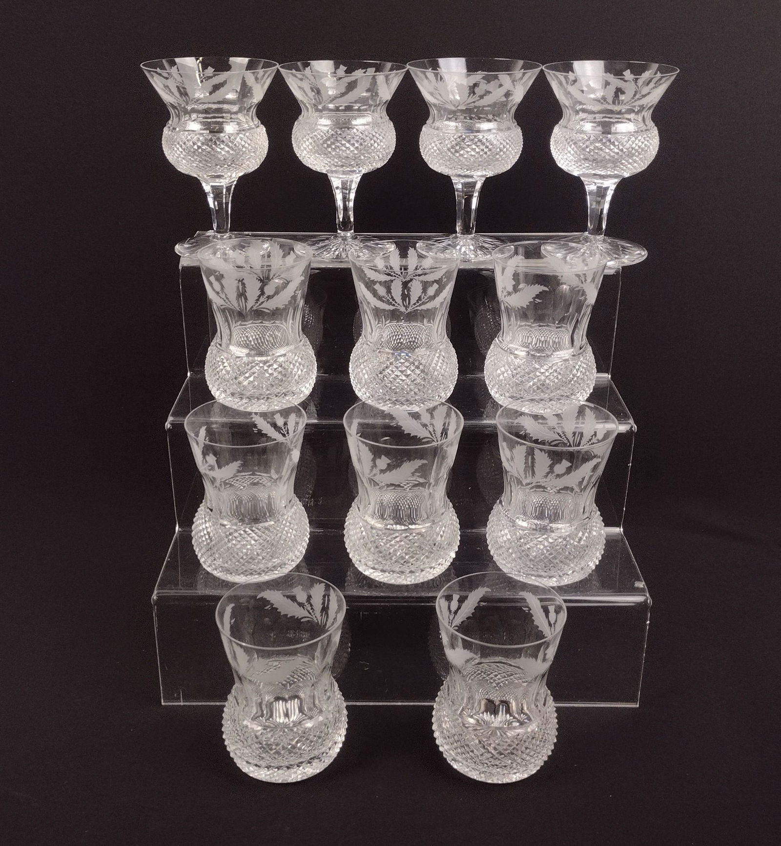 12 Edinburgh Thistle Etched Glassware (1 of 2)