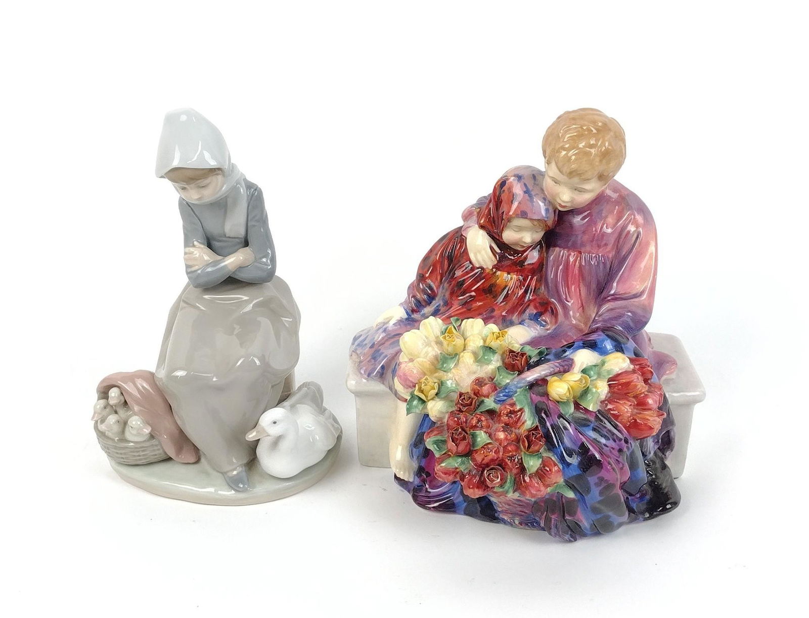 Royal Coulton "Flower Seller's Children" & Lladro Figurine (1 of 3)
