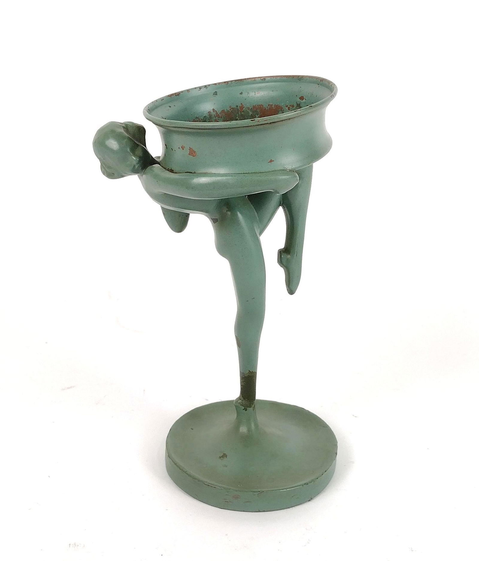 Frankart Art Deco Figural Receiving Dish: 5" wide X 8-3/4" high. MEG IMPORTANT: Before bidding, please read the terms and conditions. When you registered for the auction you agreed to these terms and will be required to comply with them.