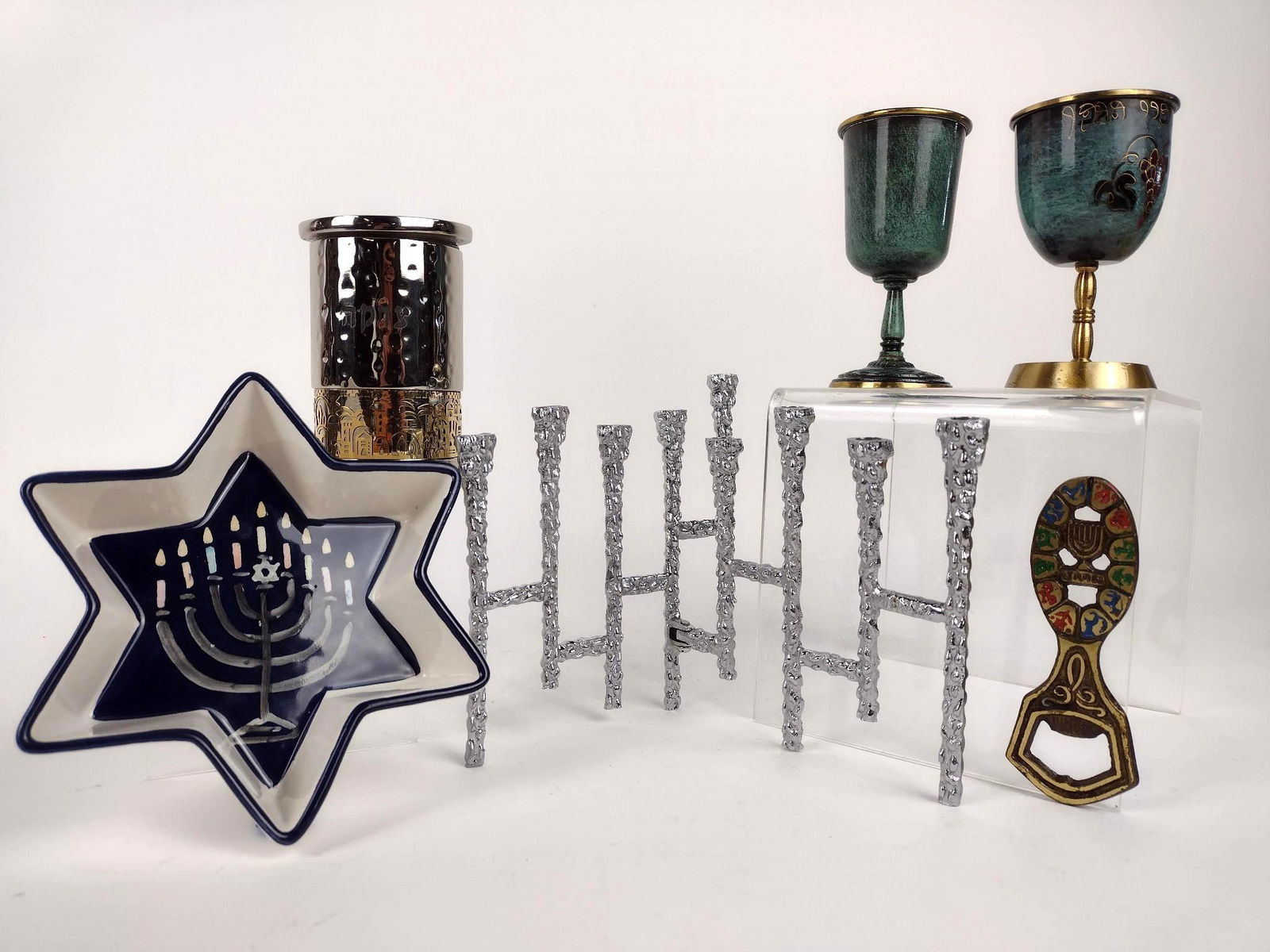 6 Pcs. Judaica Incl. Folding Menorah (1 of 9)