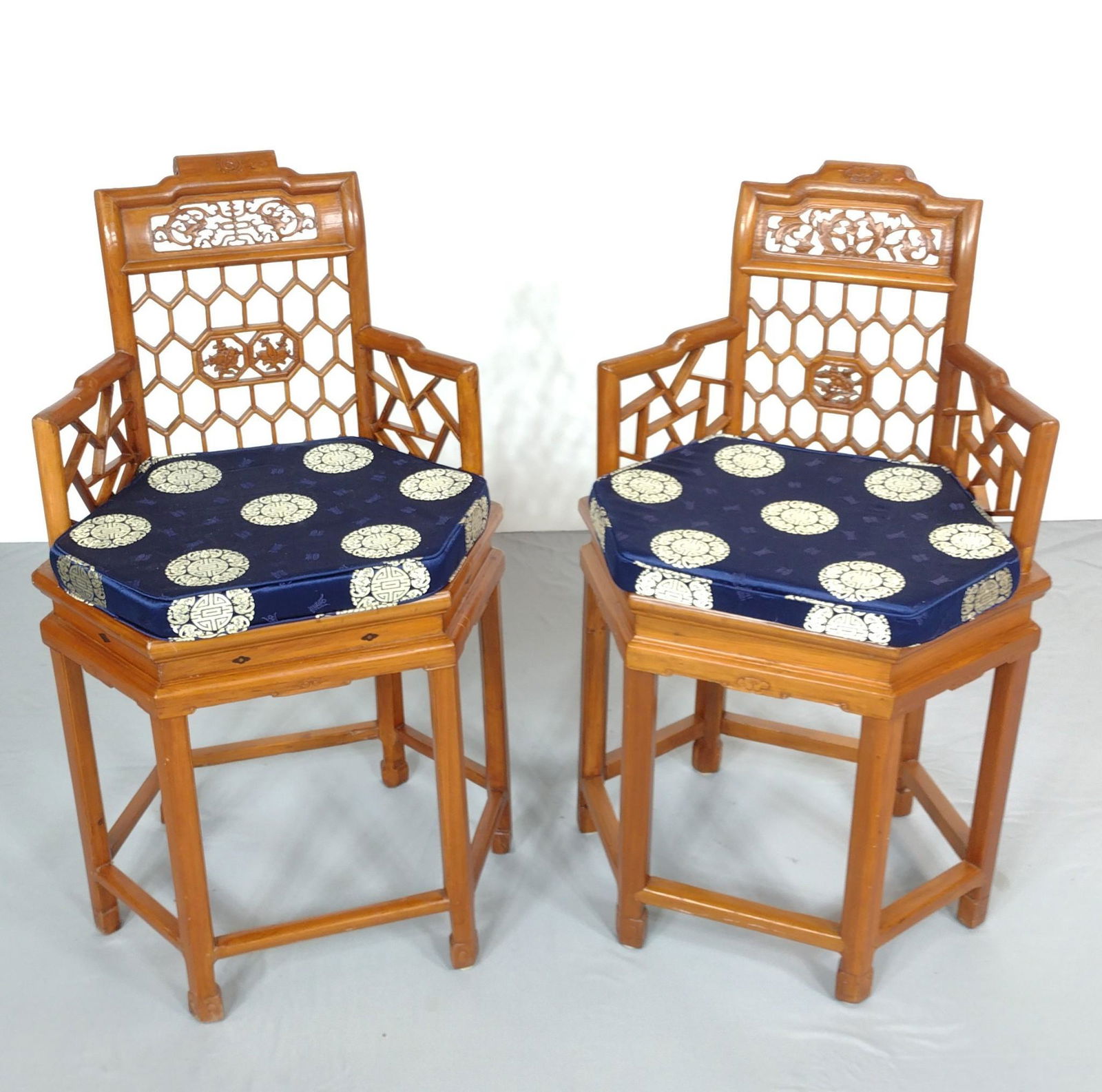 Pair Rosewood Asian Arm Chairs (1 of 5)