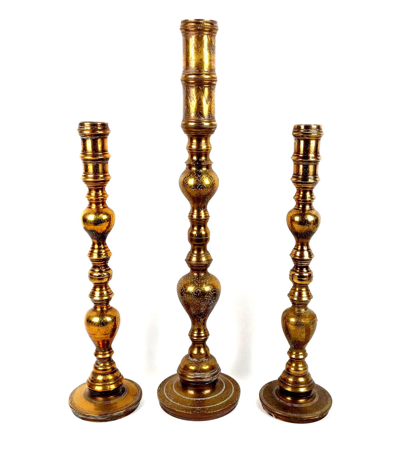 3 Oversized Brass Candlesticks (1 of 3)