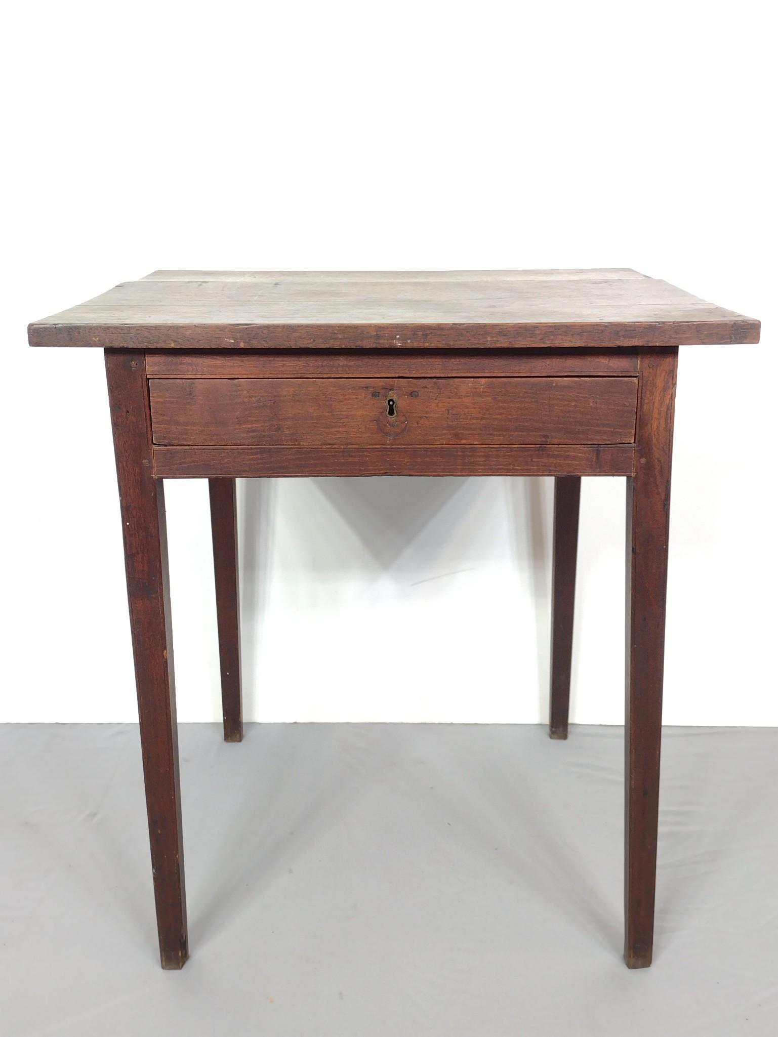Single Drawer Work Table: 26" wide X 23" deep X 38" high. Has some scratches and areas of discoloring. Top is split. MG. IMPORTANT: Before bidding, please read the terms and conditions. When you registered for the auction you 