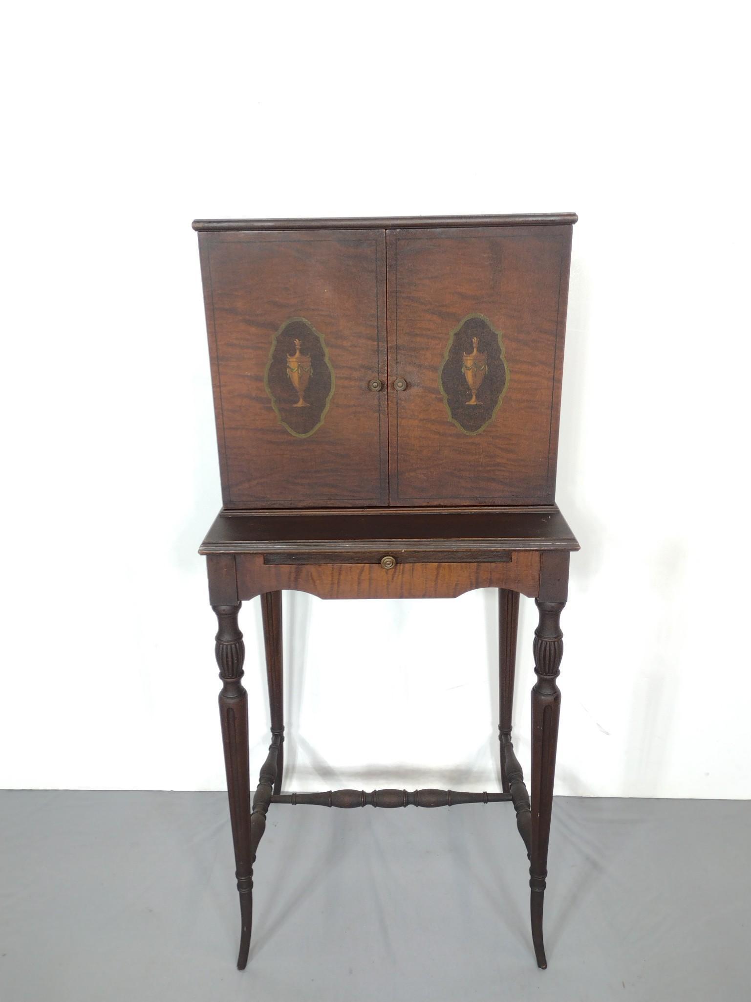 Royal Furniture Co Music Cabinet: 19-1/2" wide X 16" deep X 45" high. Has a few light scratches. MG. IMPORTANT: Before bidding, please read the terms and conditions. When you registered for the auction you agreed to these terms and wi