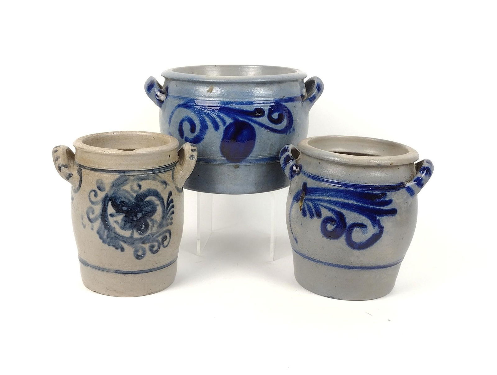 3 Stoneware Crocks with Cobalt Decoration (1 of 4)