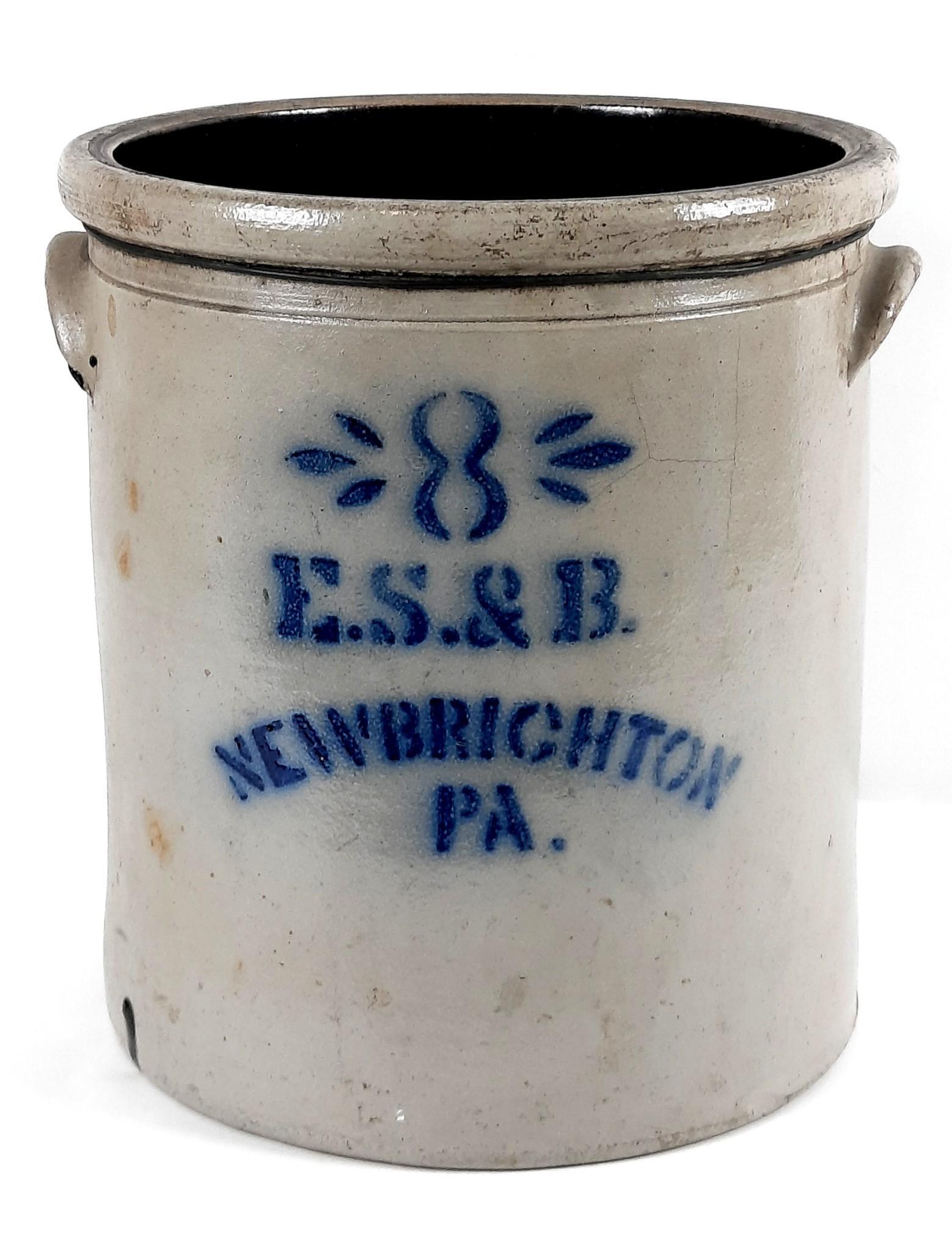 8 Gallon E. S. & B. New Brighton, PA Stoneware Crock (1 of 4)