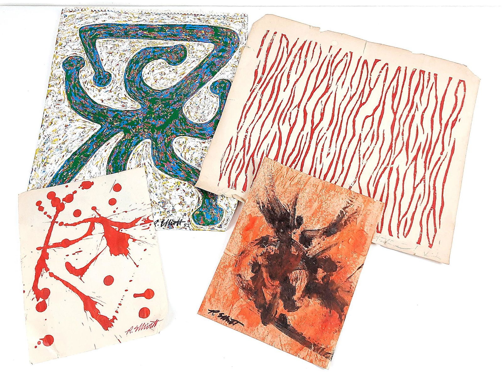 4 Richard Elliott Abstract Paintings on Paper (1 of 9)