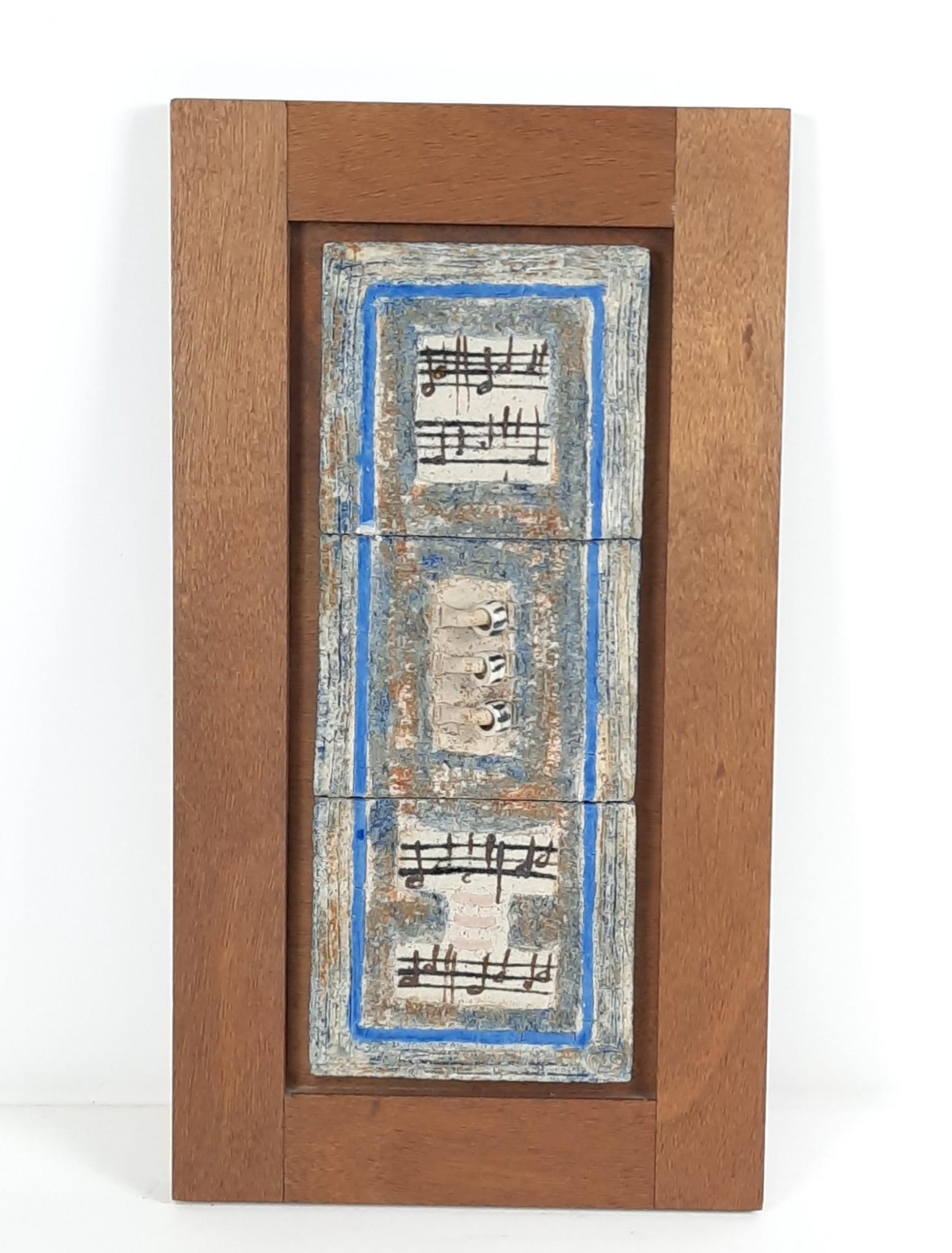 Signed Studio Ceramic Plaque with Music Notes (1 of 3)