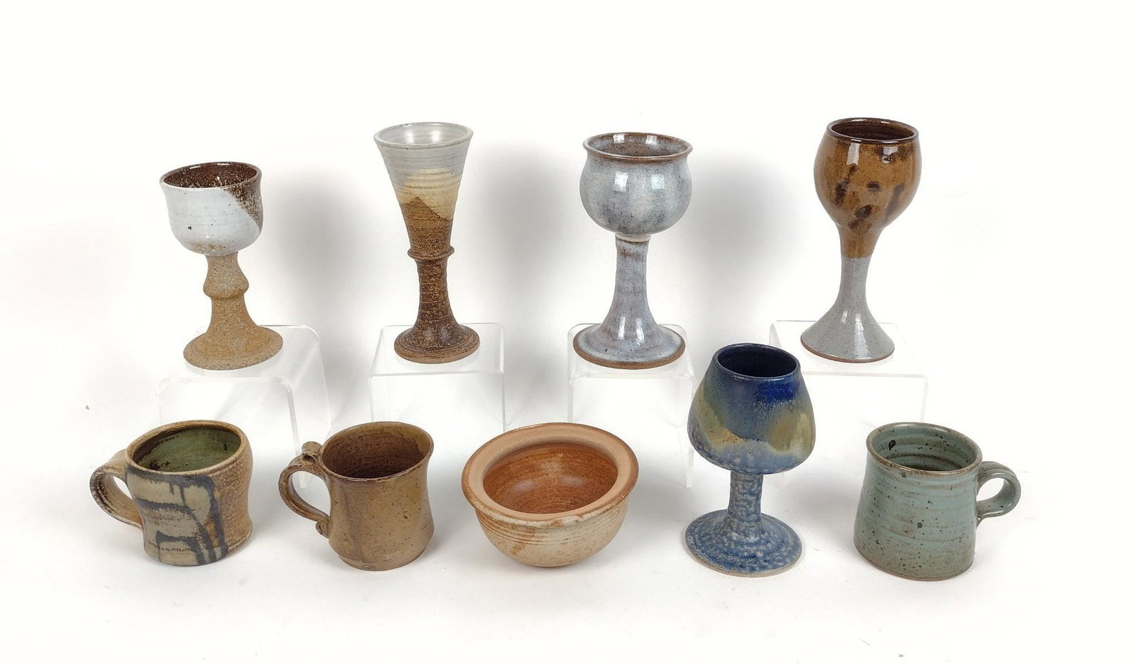 9 Pcs Studio Ceramic Mugs & Stemware (1 of 10)