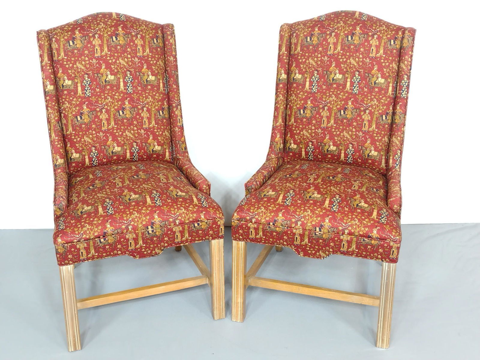 Pair Of Asian Print Upholstered Chairs (1 of 4)