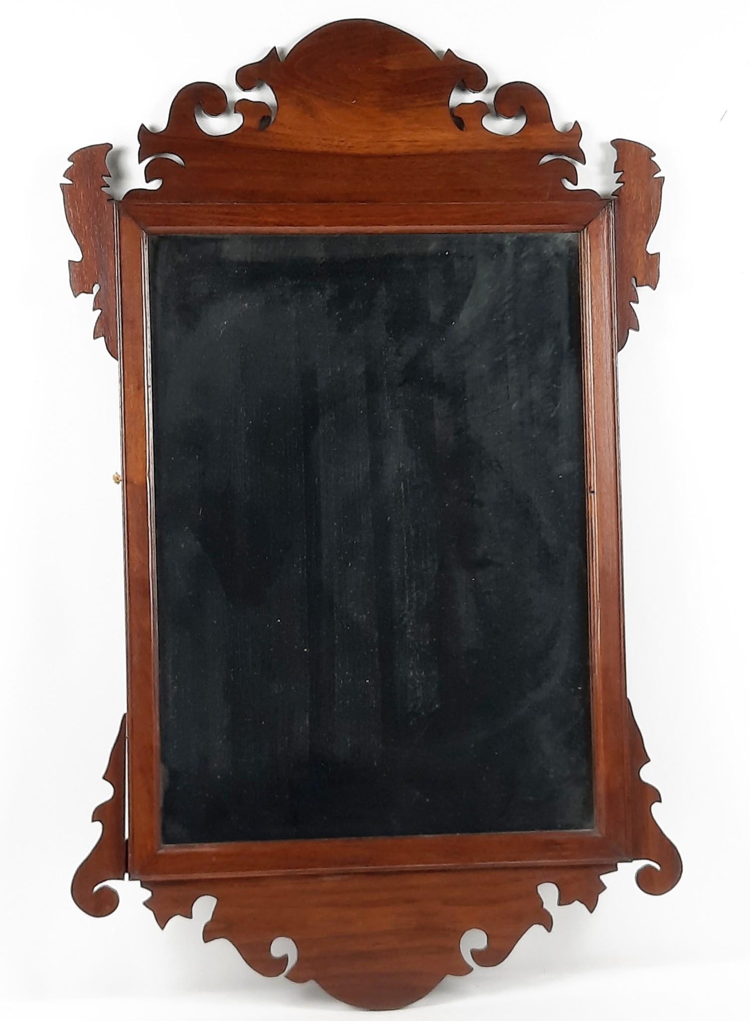 Chippendale Style Mirror: Overall with frame 35" high x 25-1/4" wide. LR IMPORTANT: Before bidding, please read the terms and conditions. When you registered for the auction you agreed to these terms and will be required to co