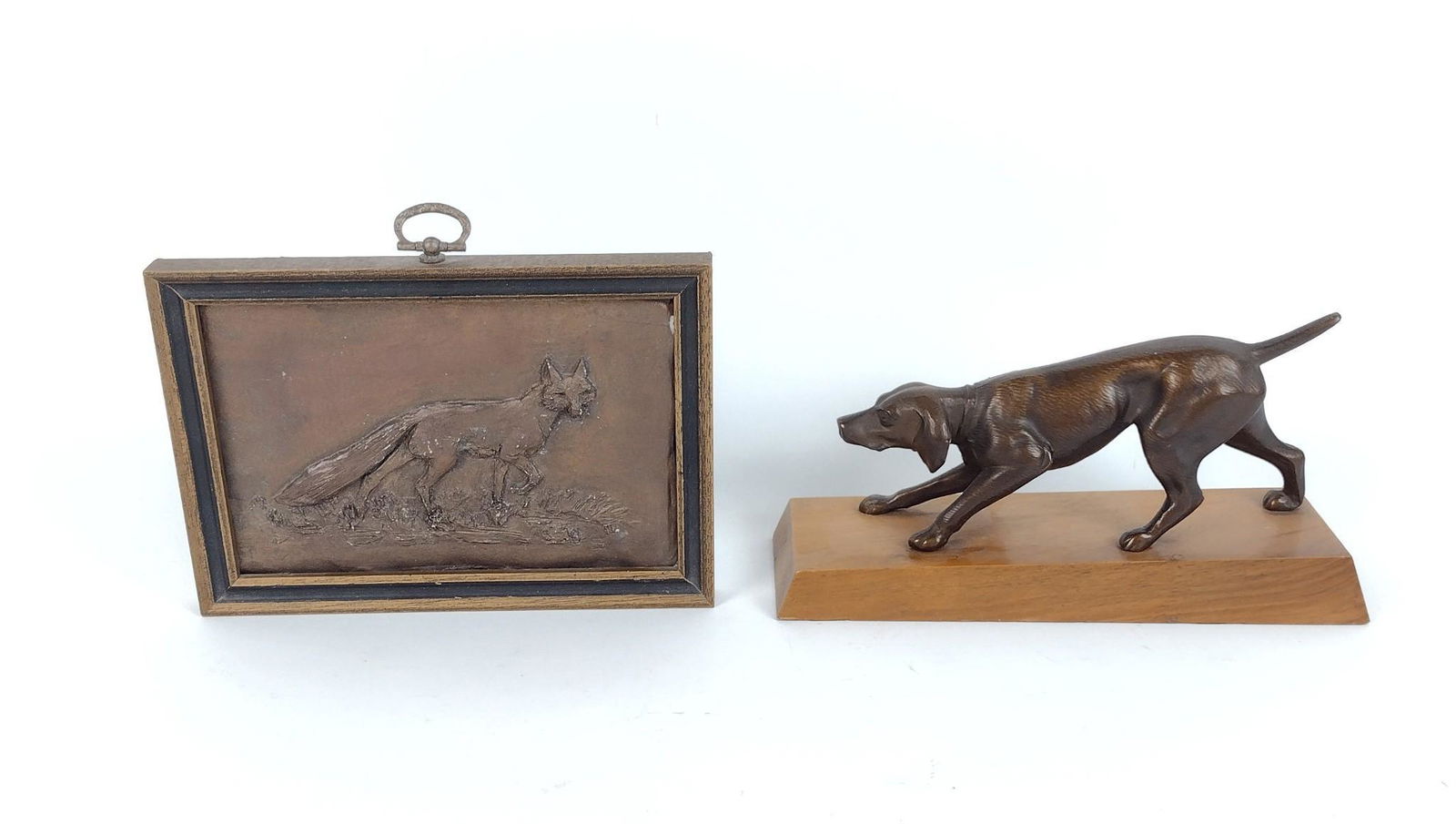 Dog Figurine & Bronze Fox Etching (1 of 5)