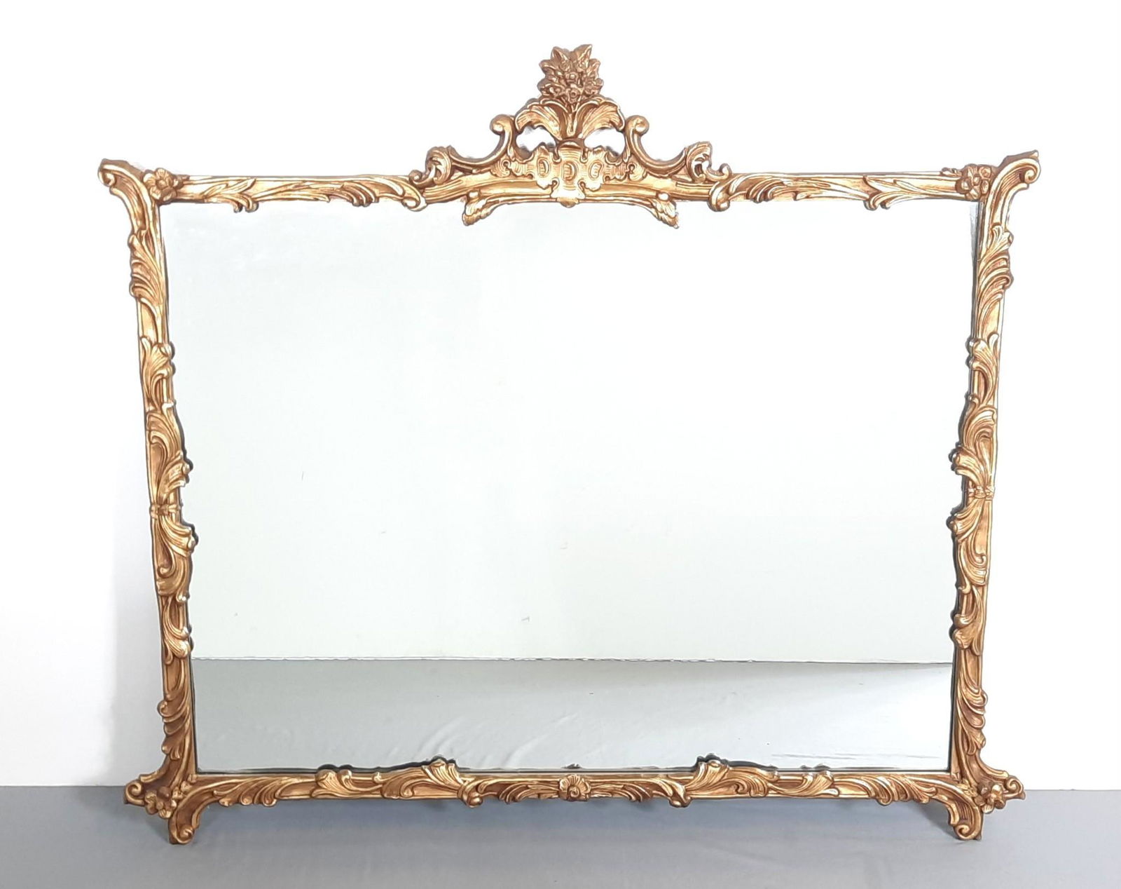 Gilt Wall Mirror with Floral Accents (1 of 4)