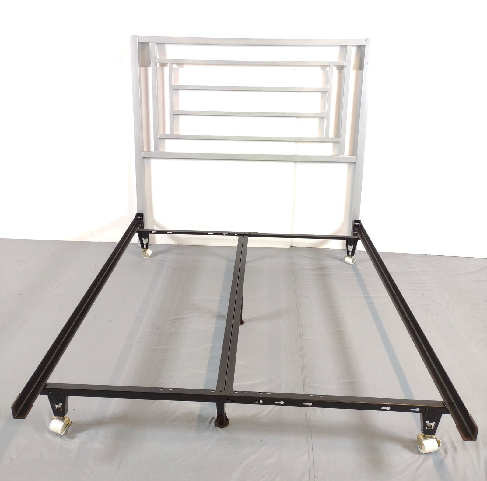 Steel Tubular Headboard with Frame: 60-1/2" wide X 74" deep X 55-3/4" high. Has a few scratches. No manufactures name found. MG. From the estate of Lois Lehrman Grass Harrisburg, PA. IMPORTANT: Before bidding, please read the terms and