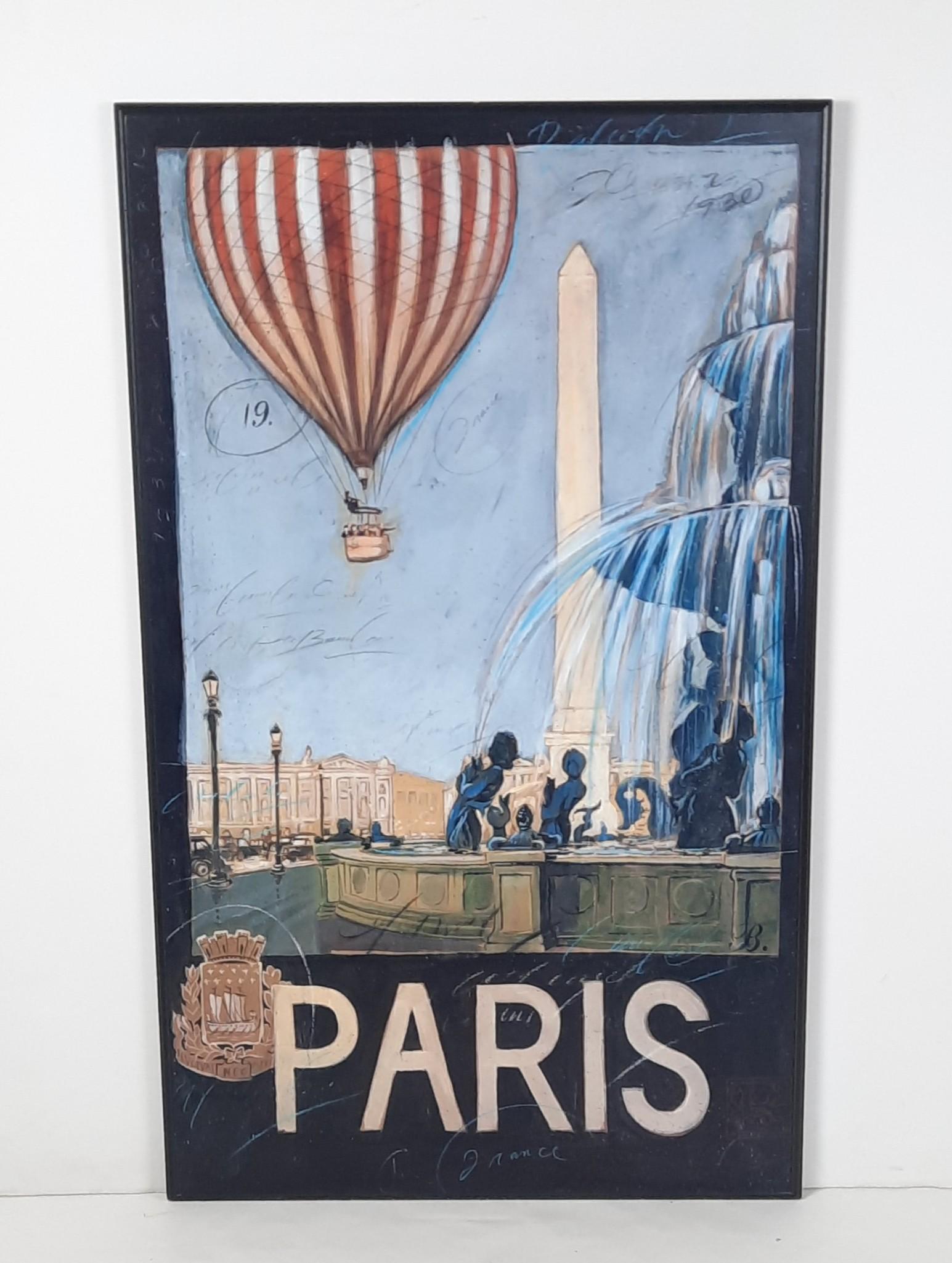 Paris Print with Hot Air Balloon (1 of 1)