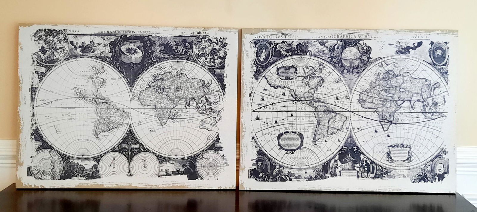 2 World Map Prints on Fabric (1 of 3)