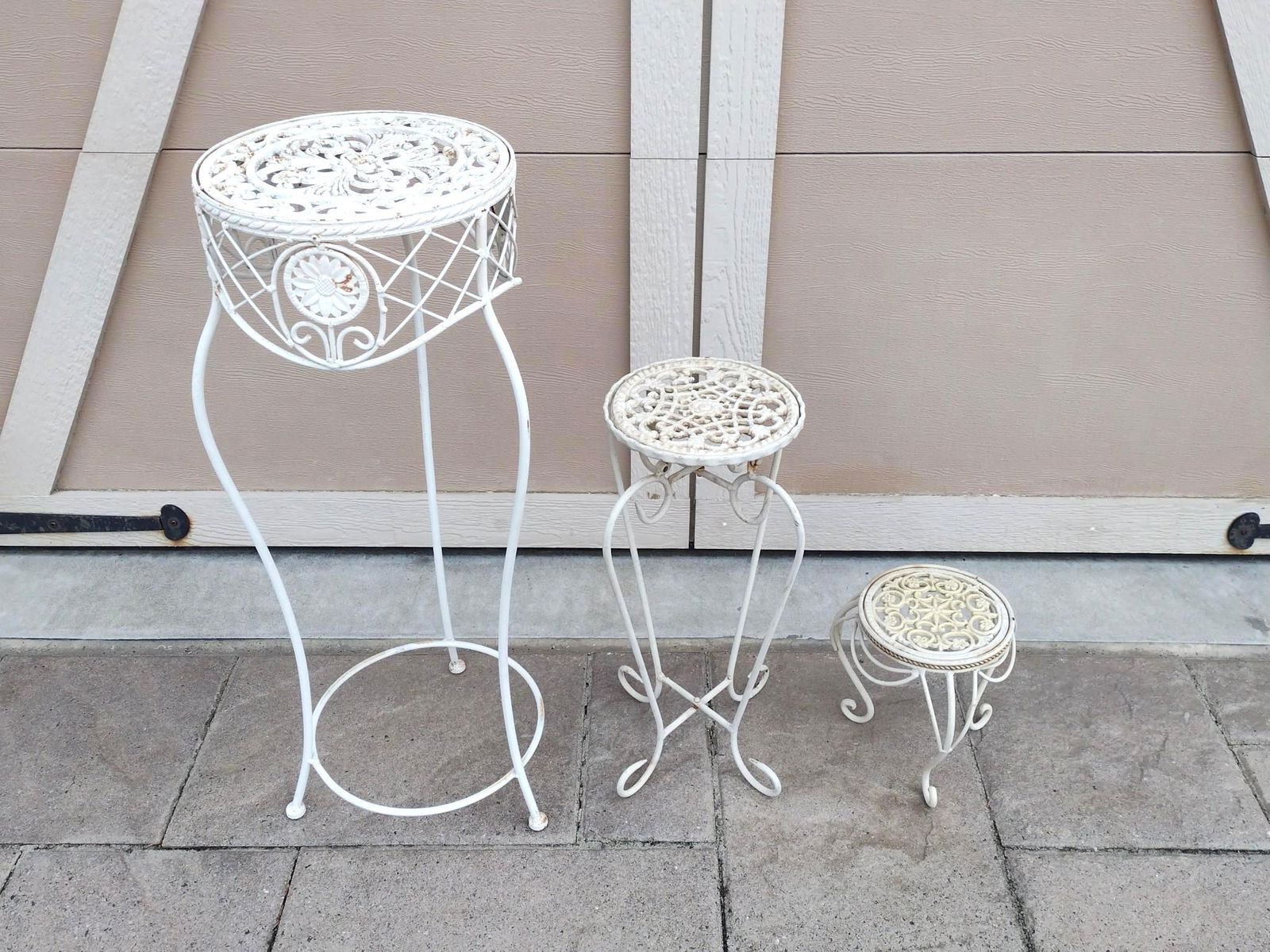 Three Metal Outdoor Plant Stands (1 of 5)