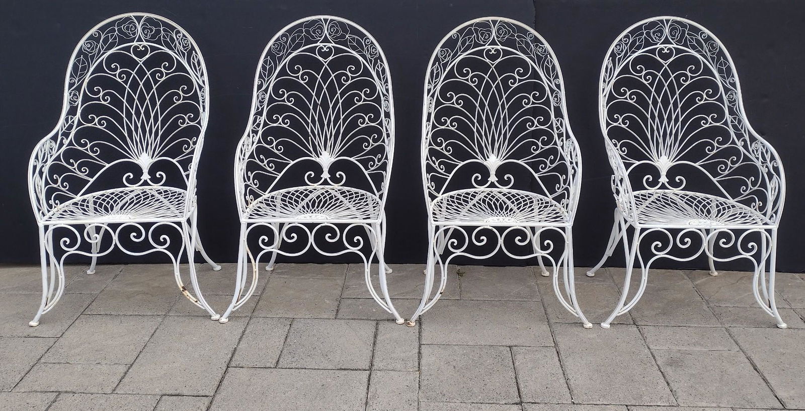 4 Metal Wire Frame Chairs with Rose Border (1 of 5)