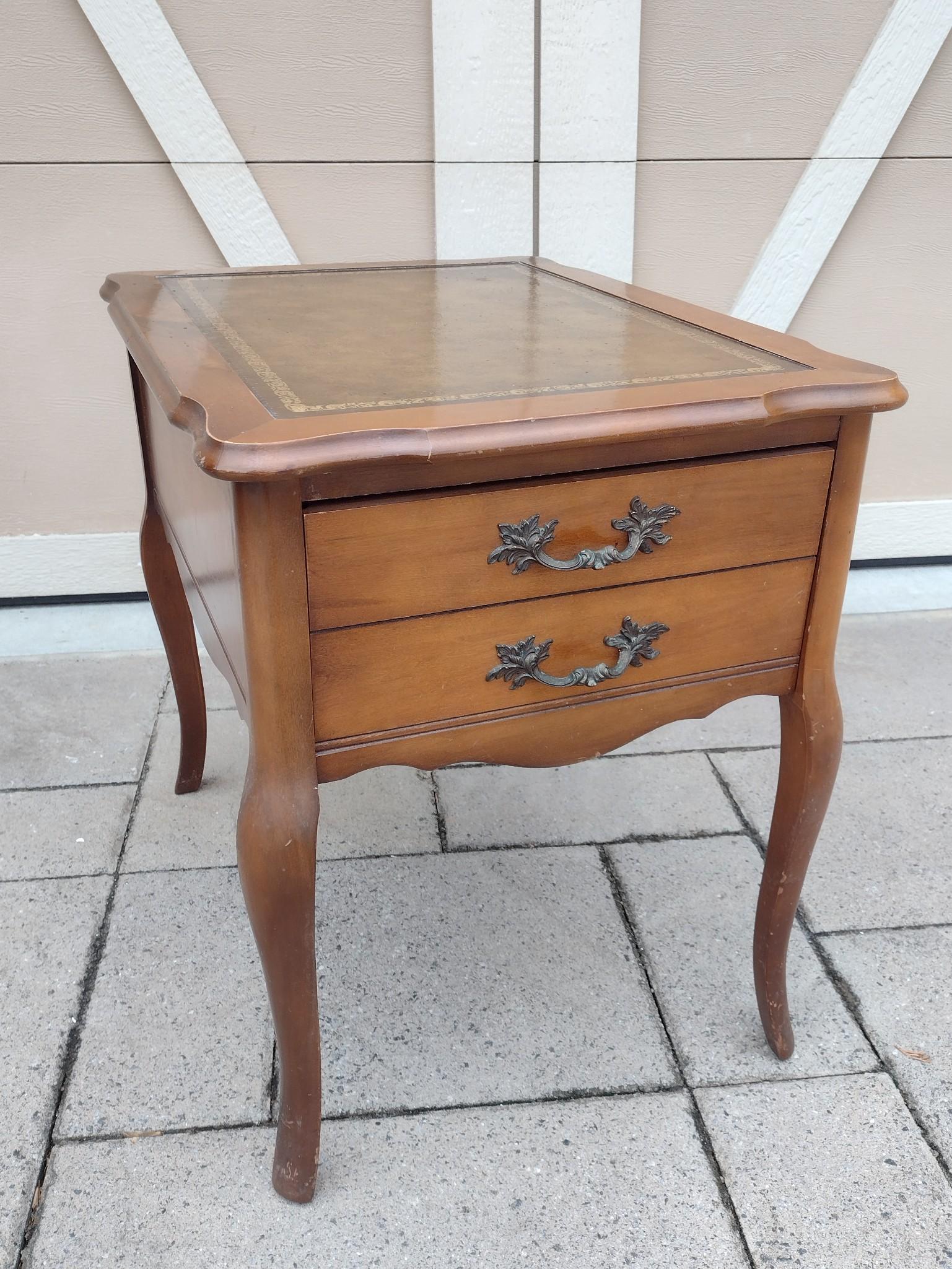 Leather Top Single Drawer End Table (1 of 5)