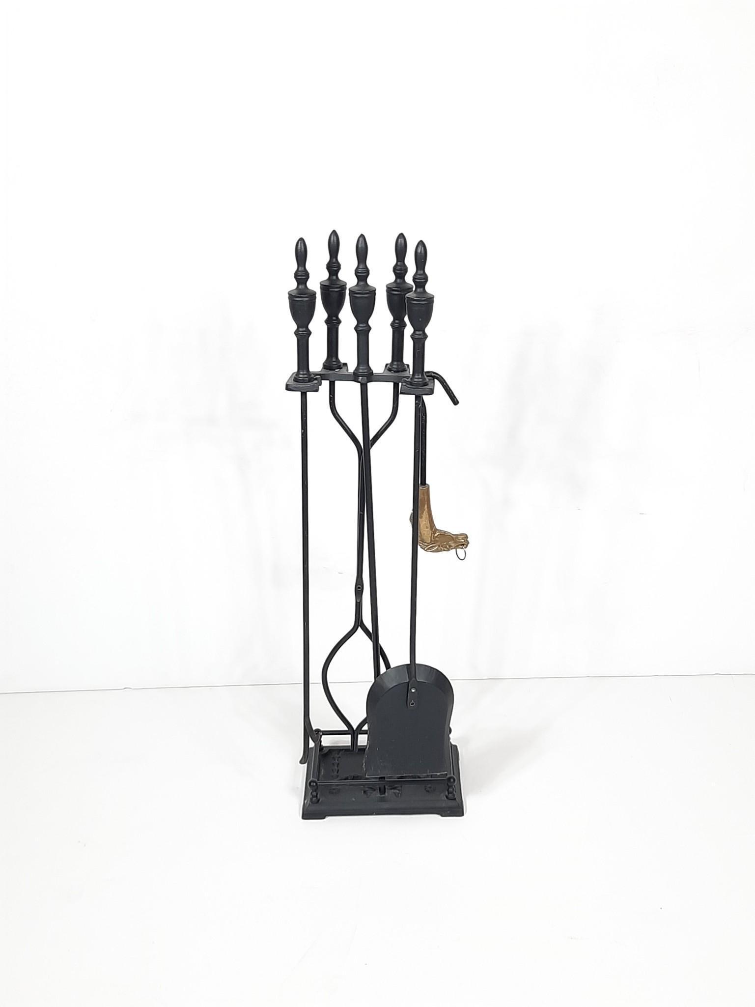 Fire Place Tools: 7" wide x 6" deep x 37" high. MG / JF. IMPORTANT: Before bidding, please read the terms and conditions. When you registered for the auction you agreed to these terms and will be required to comply wit