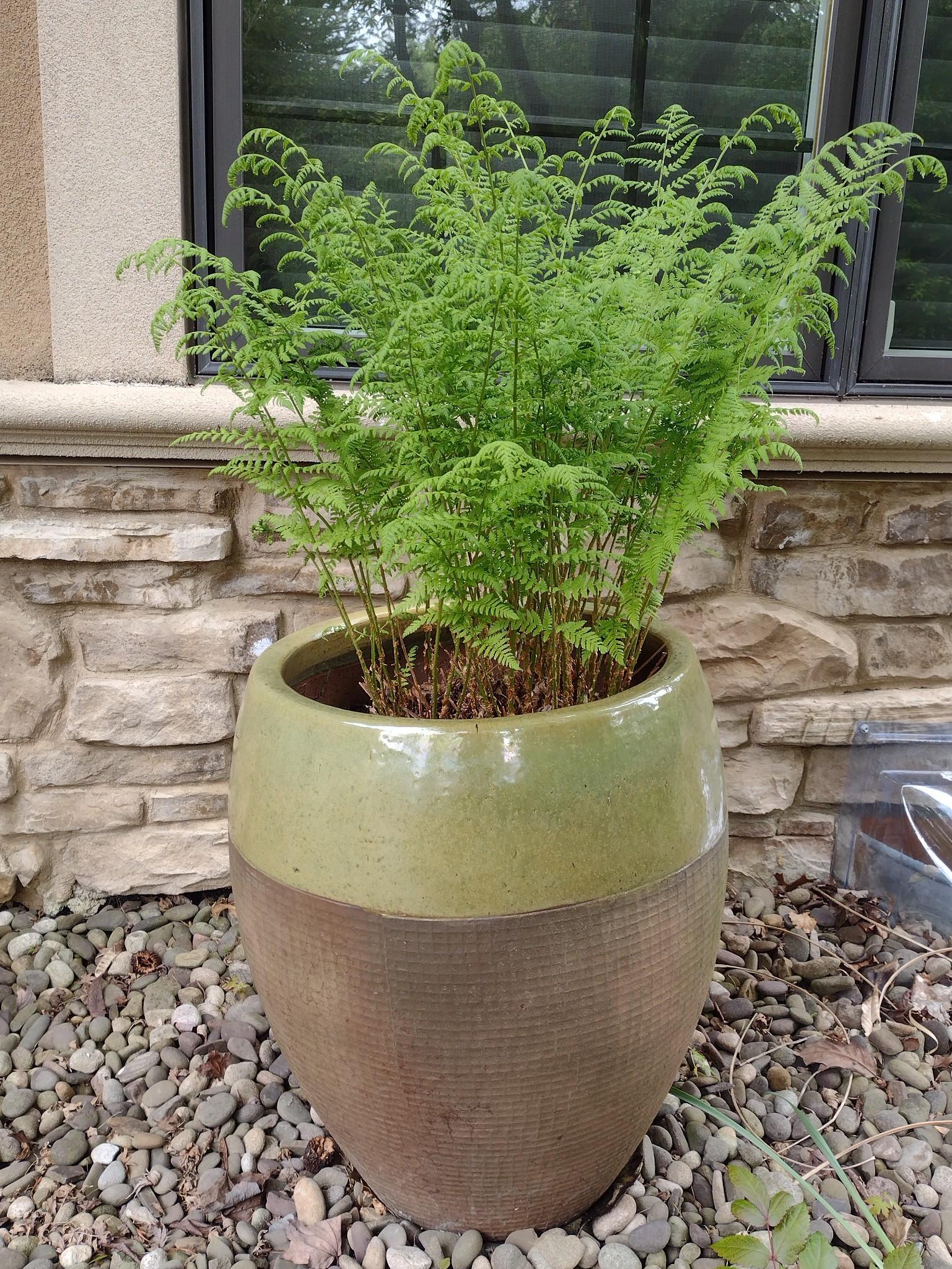 Green Ceramic Glazed Outdoor Planter (1 of 3)